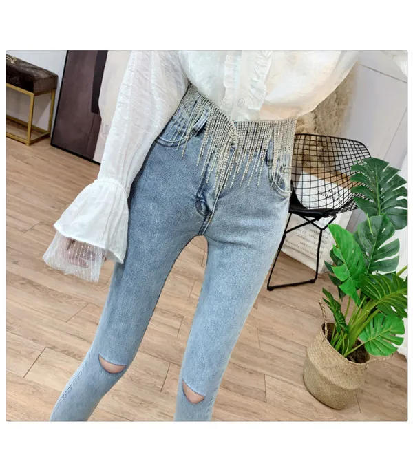 Jeans strassfringe belt