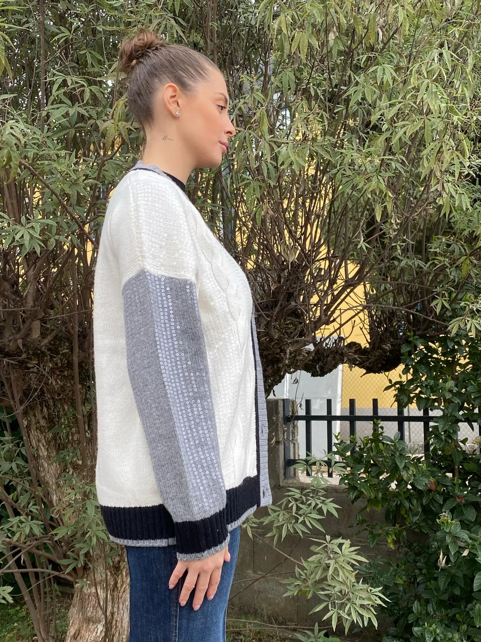 KAOS DONNA cardigan donna a trecce con paillettes QI1NT076