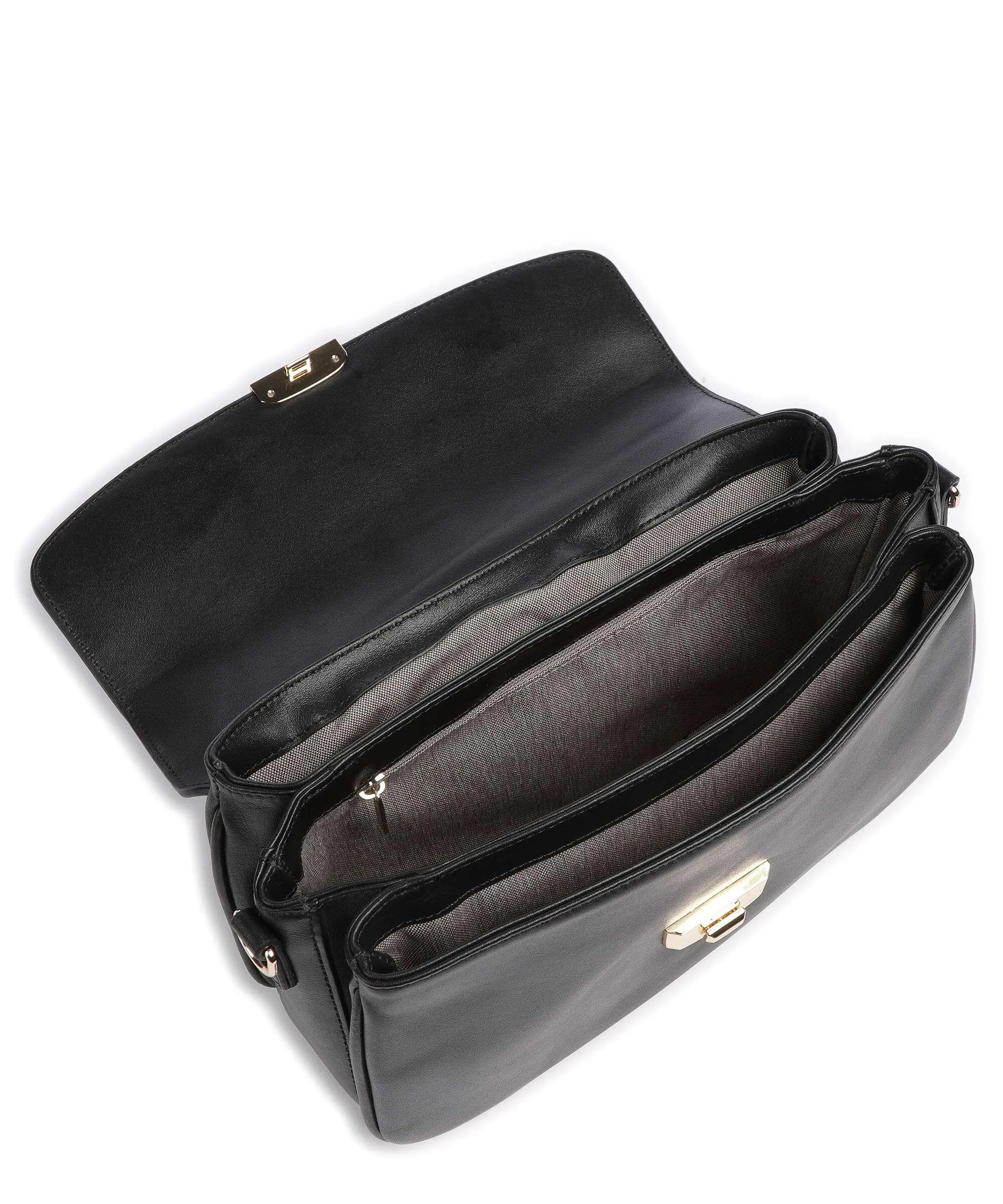 Lancaster Donna Fia Borsa a tracolla pelle di vacchetta finemente grana nero  