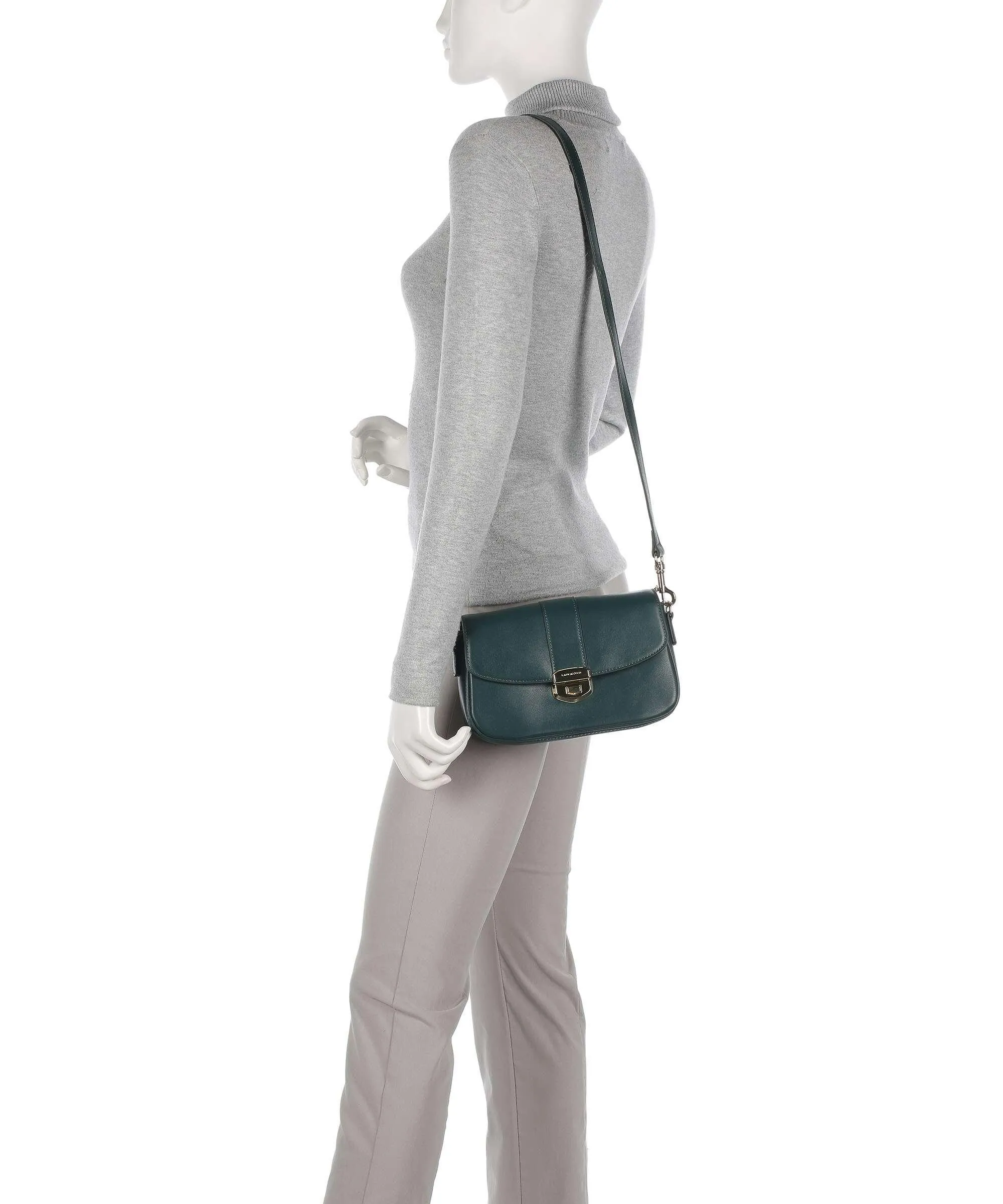  Lancaster Donna Fia Borsa a tracolla pelle di vacchetta finemente grana verde scuro  