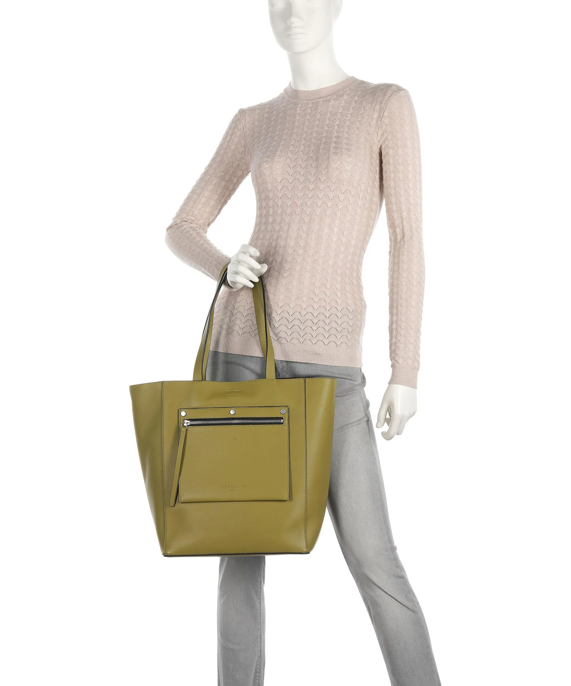  Liebeskind Steph Sheep L Borsa shopper pelle a grana fine verde-oliva  