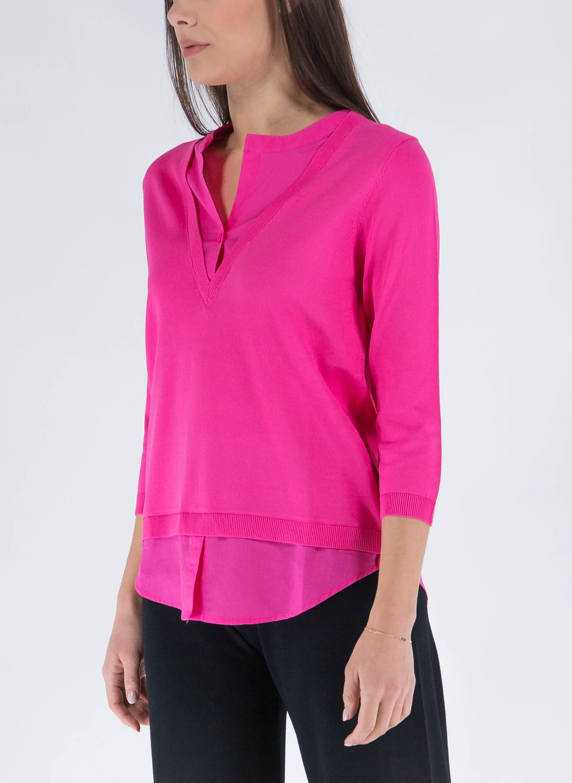 maglione con inserto camicia