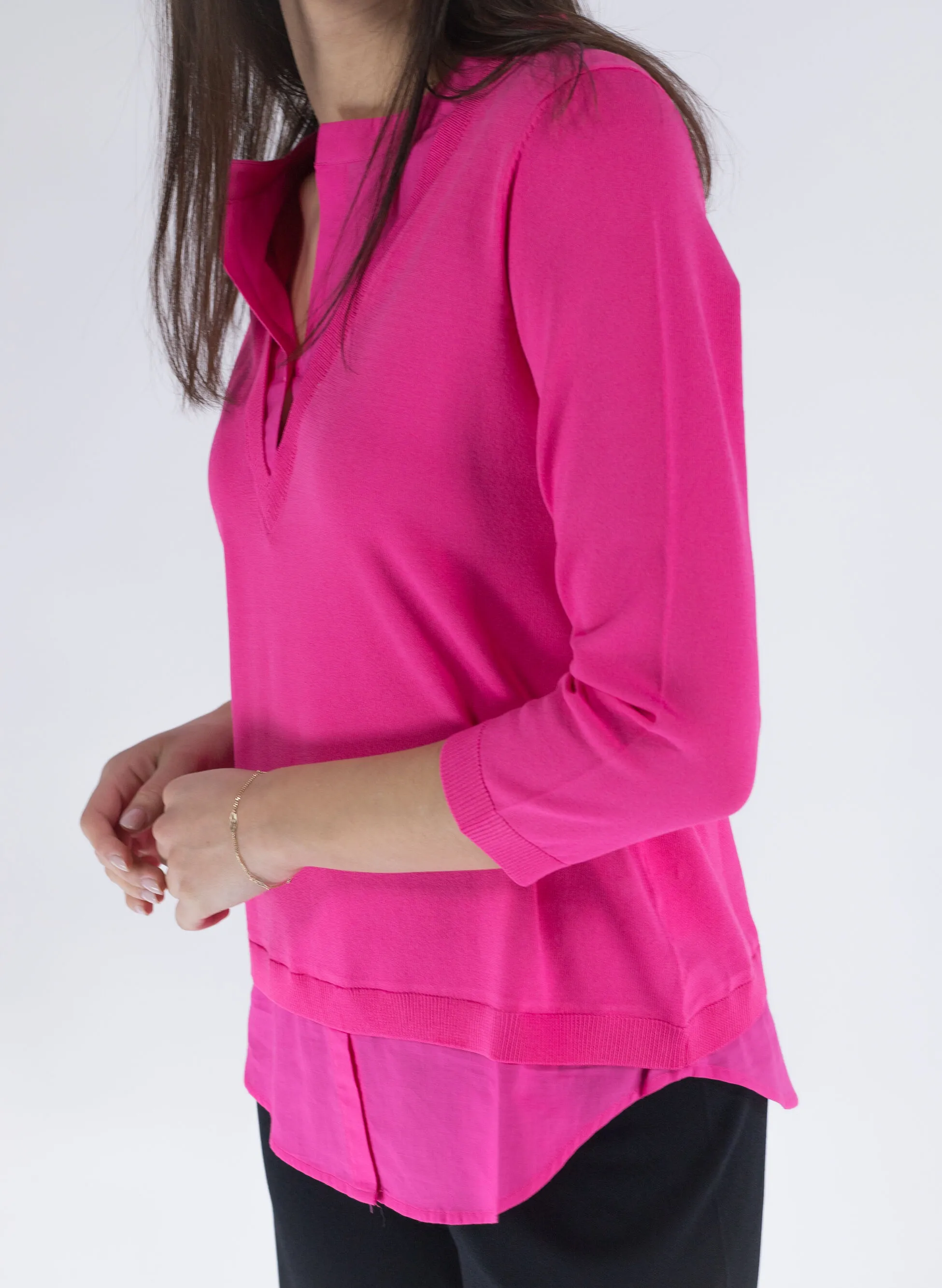 maglione con inserto camicia