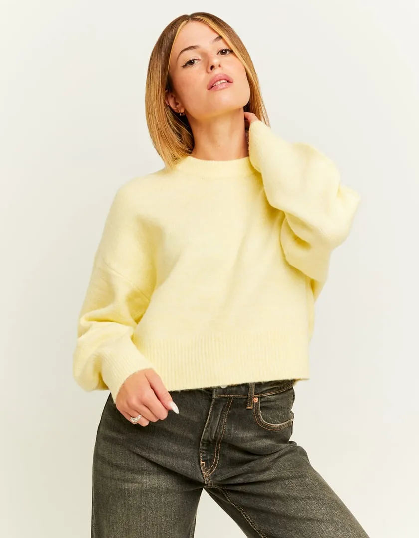 Maglione Corto Basico Giallo  