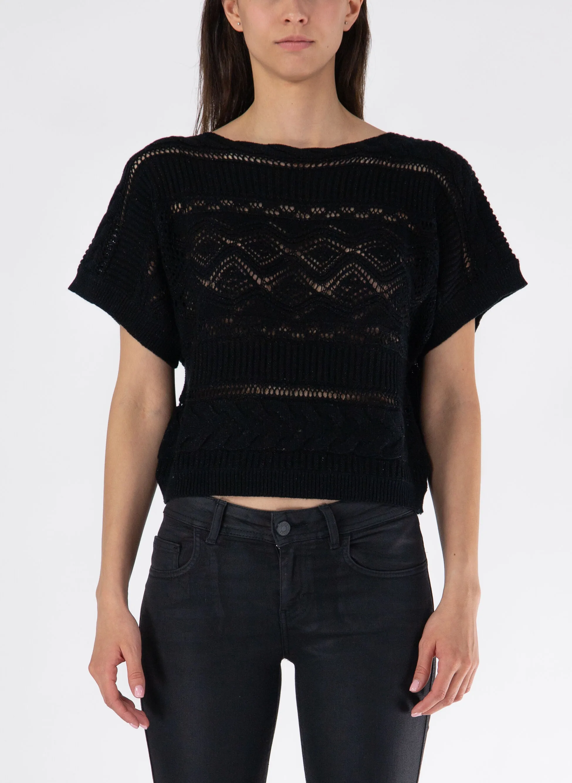 maglione maniche corte traforato
