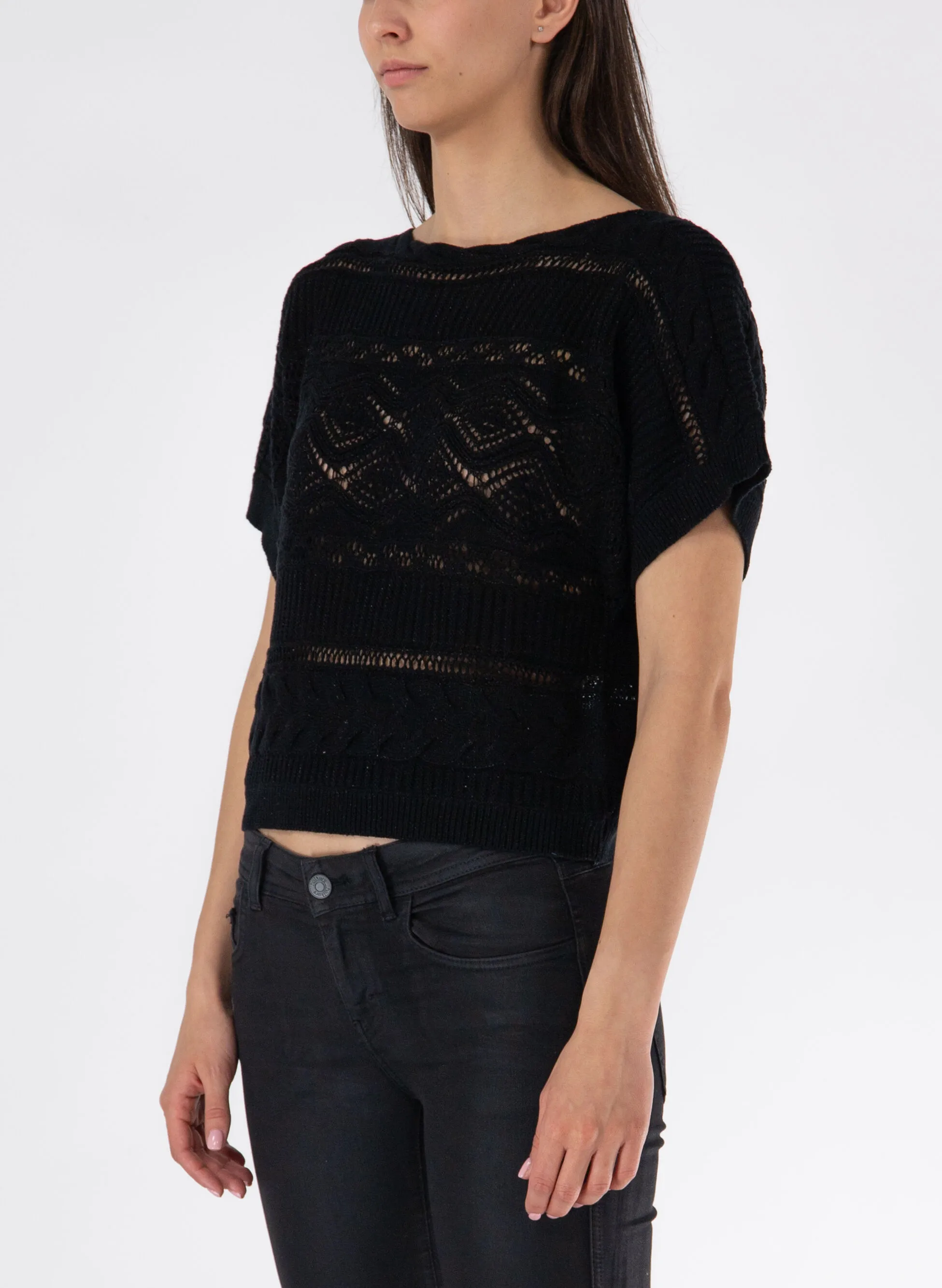maglione maniche corte traforato