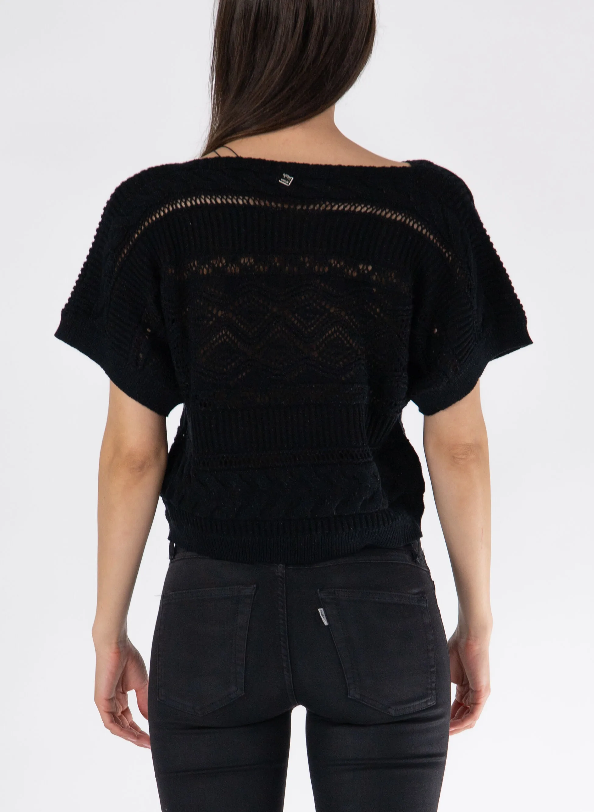 maglione maniche corte traforato