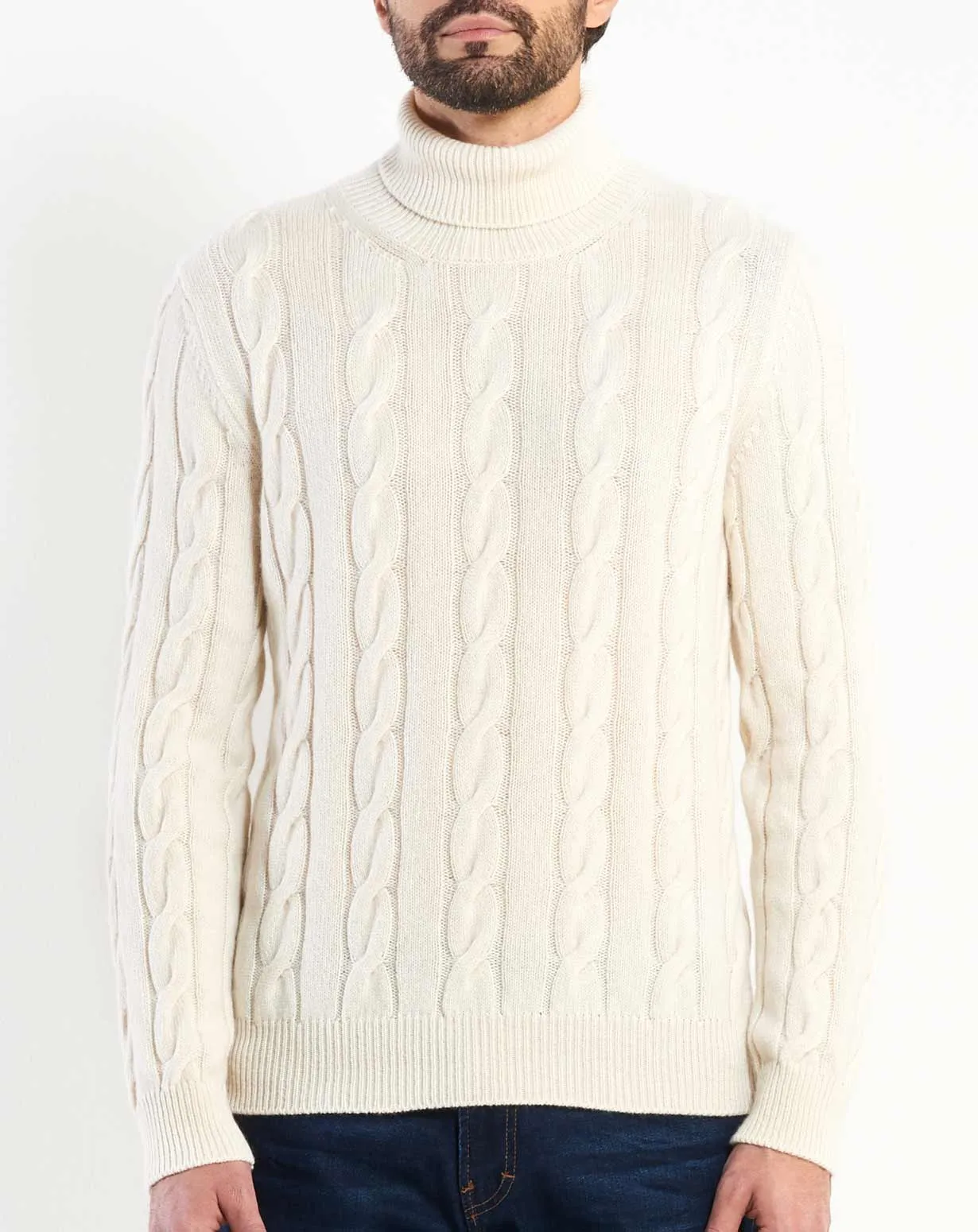 Maglione Uomo Collo Alto Trecce Cashmere 