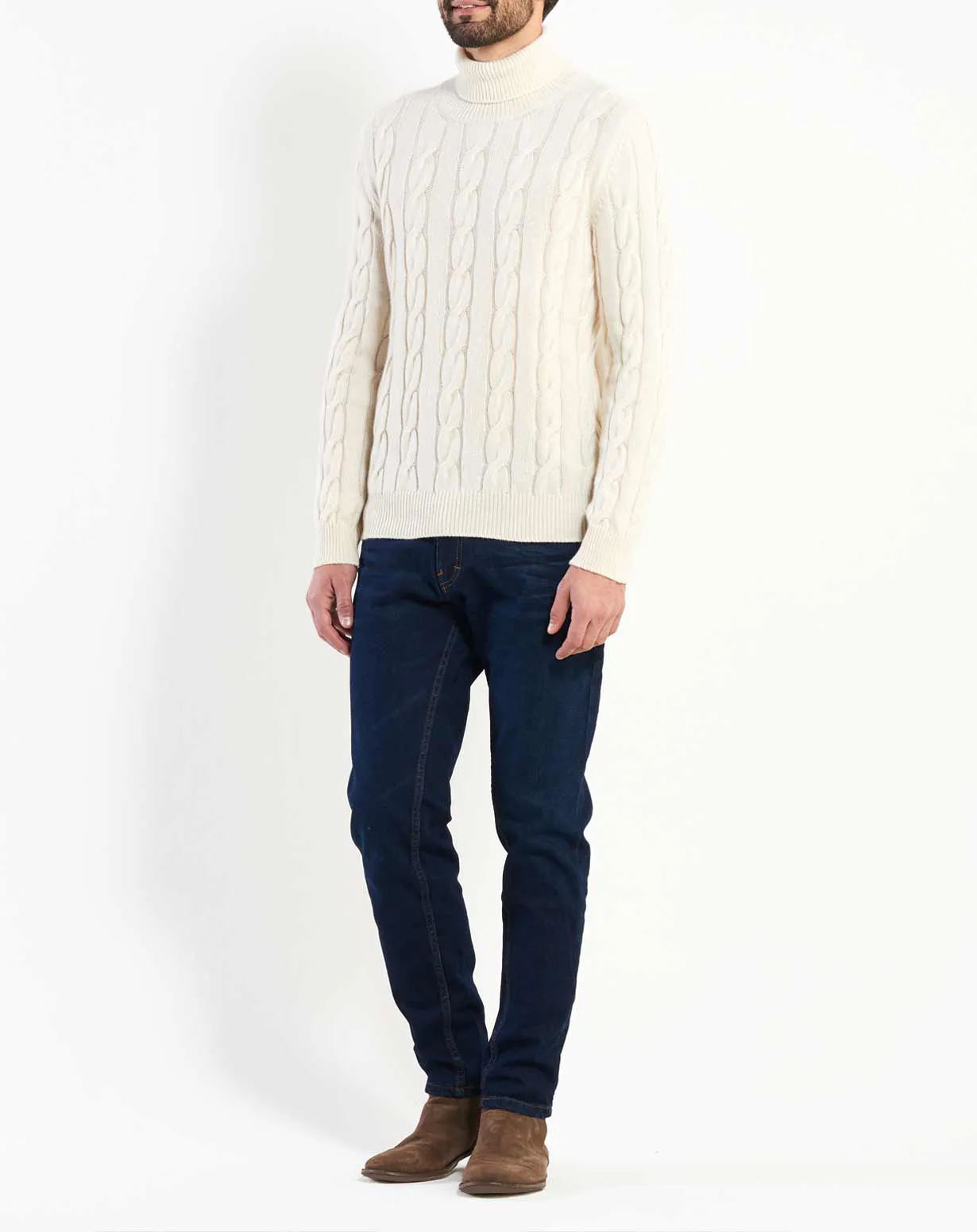 Maglione Uomo Collo Alto Trecce Cashmere 
