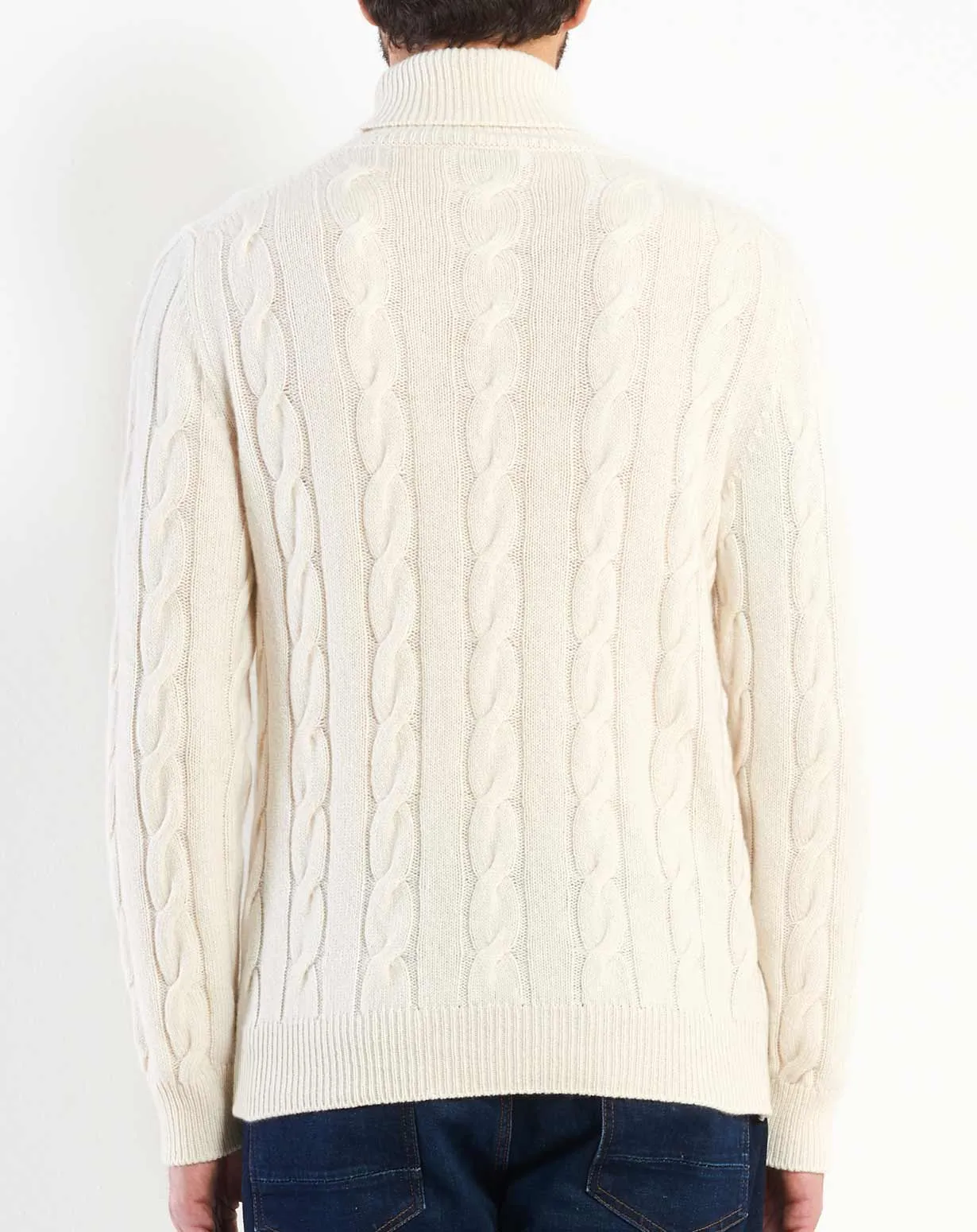 Maglione Uomo Collo Alto Trecce Cashmere 