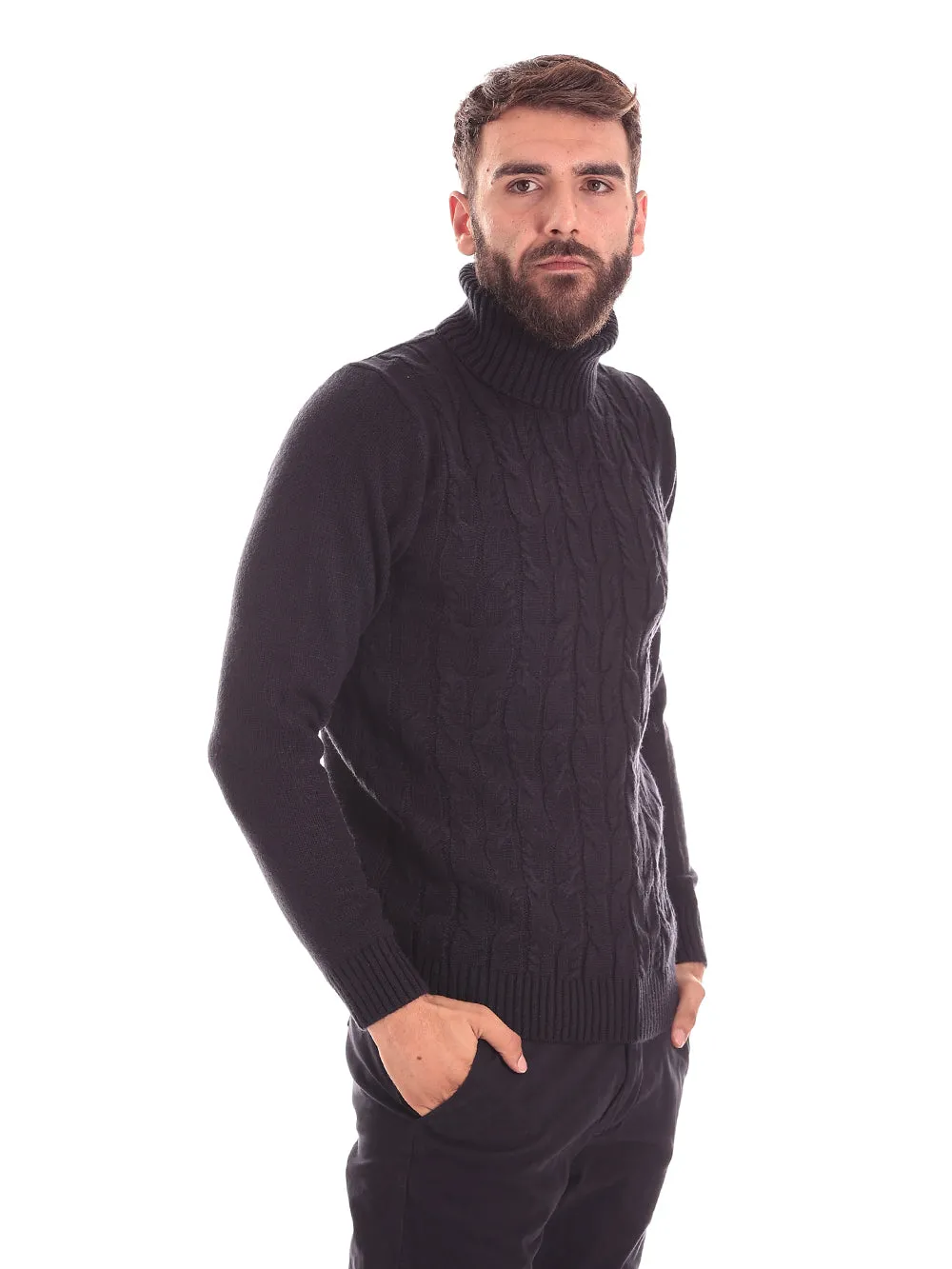 Markup Uomo Maglione Collo Alto MK390027BLU Blu