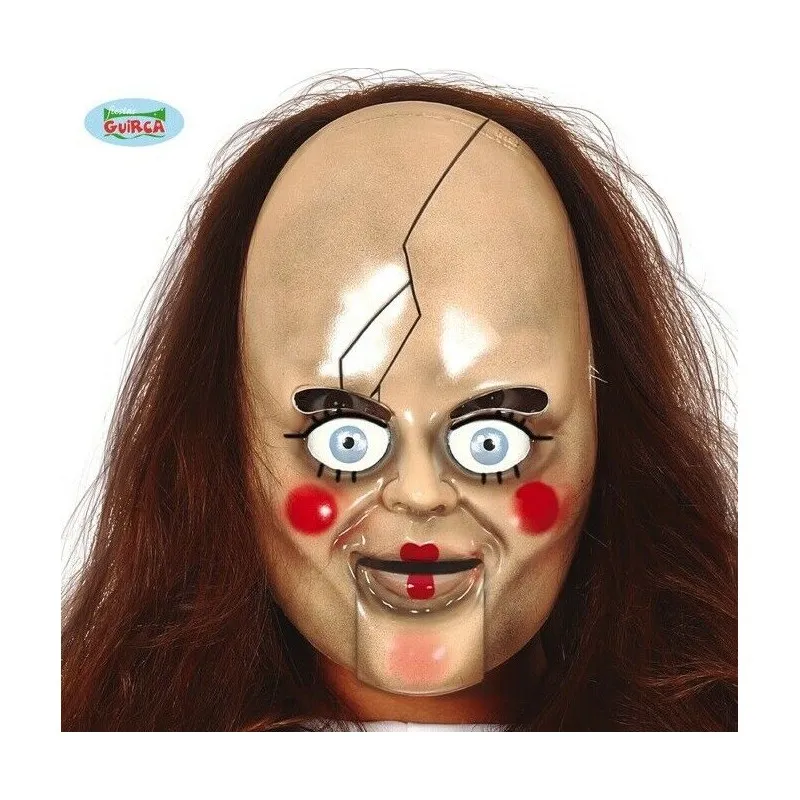 MASCHERA BAMBOLA ASSASSINA SPAVENTOSA IN PVC LEGGERA PER TRAVESTIMENTI HALLOWEEN CARNEVALE SCENE E SPETTACOLI HORROR