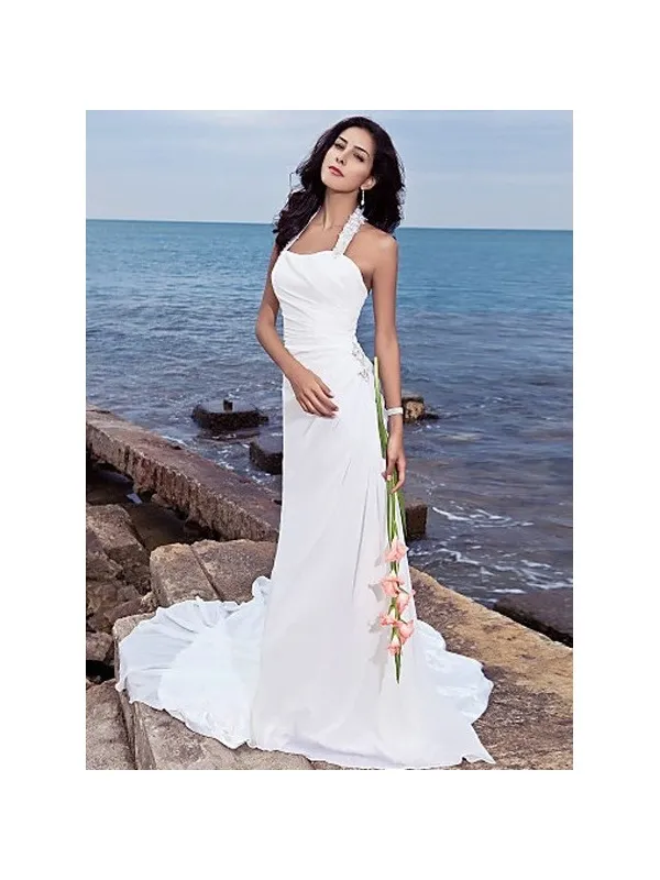 MIGNON - Abito da sposa in georgette con scollo all'americana