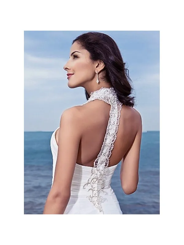 MIGNON - Abito da sposa in georgette con scollo all'americana
