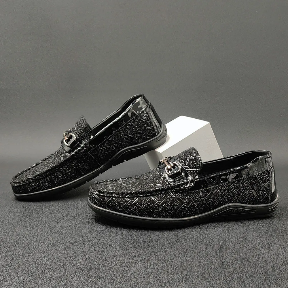 Mocassini casual piatti in pelle classici retrò da uomo