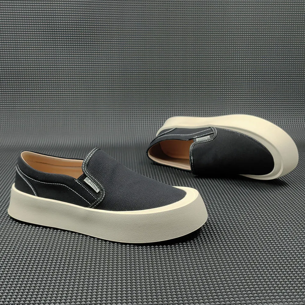 Mocassini casual piatti in tela minimalista da uomo