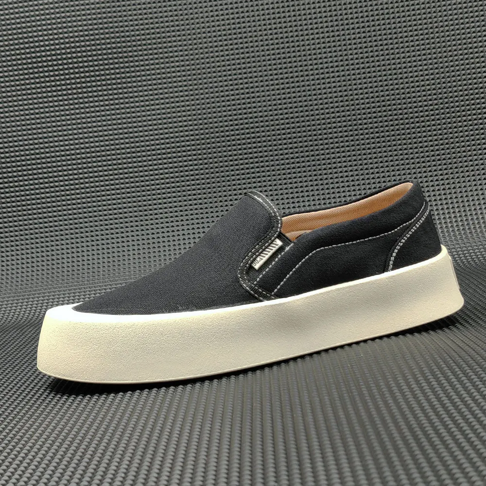Mocassini casual piatti in tela minimalista da uomo
