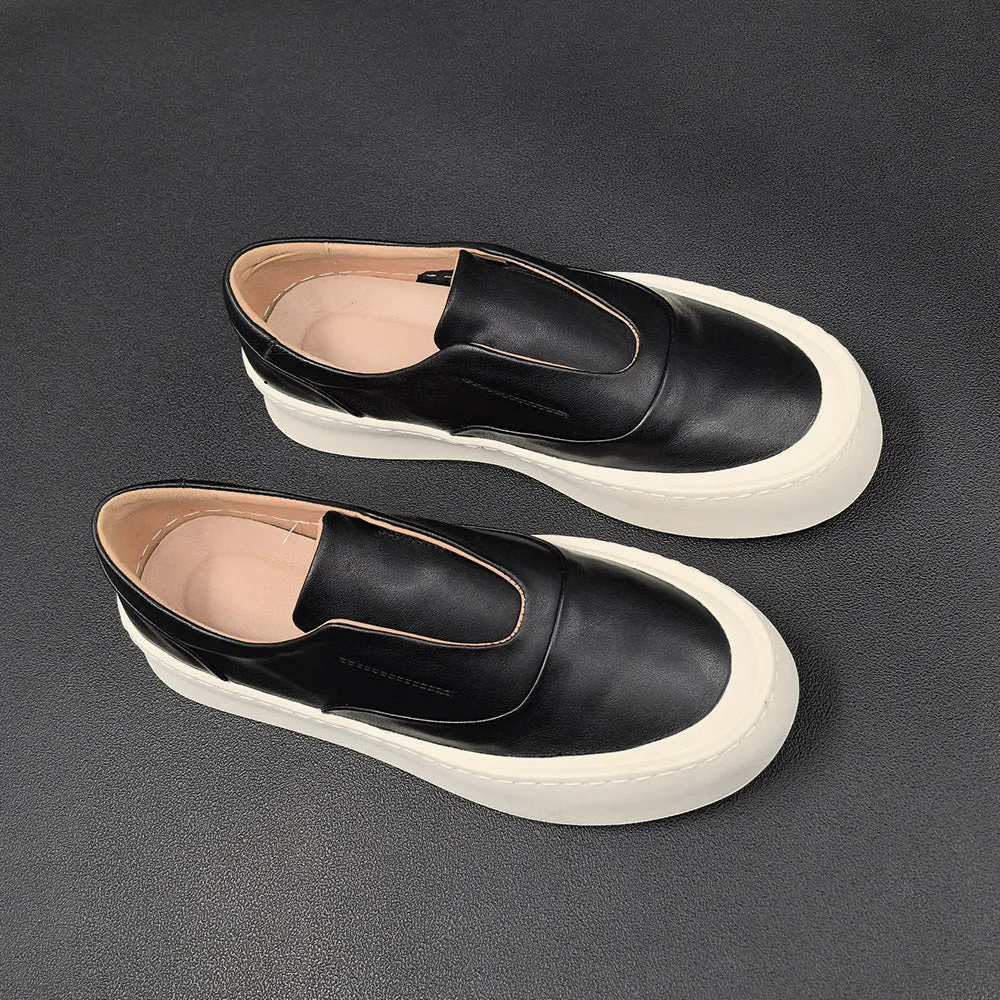 Mocassini casual piatti minimalisti da uomo in pura pelle