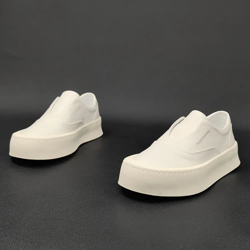 Mocassini casual piatti minimalisti da uomo in pura pelle