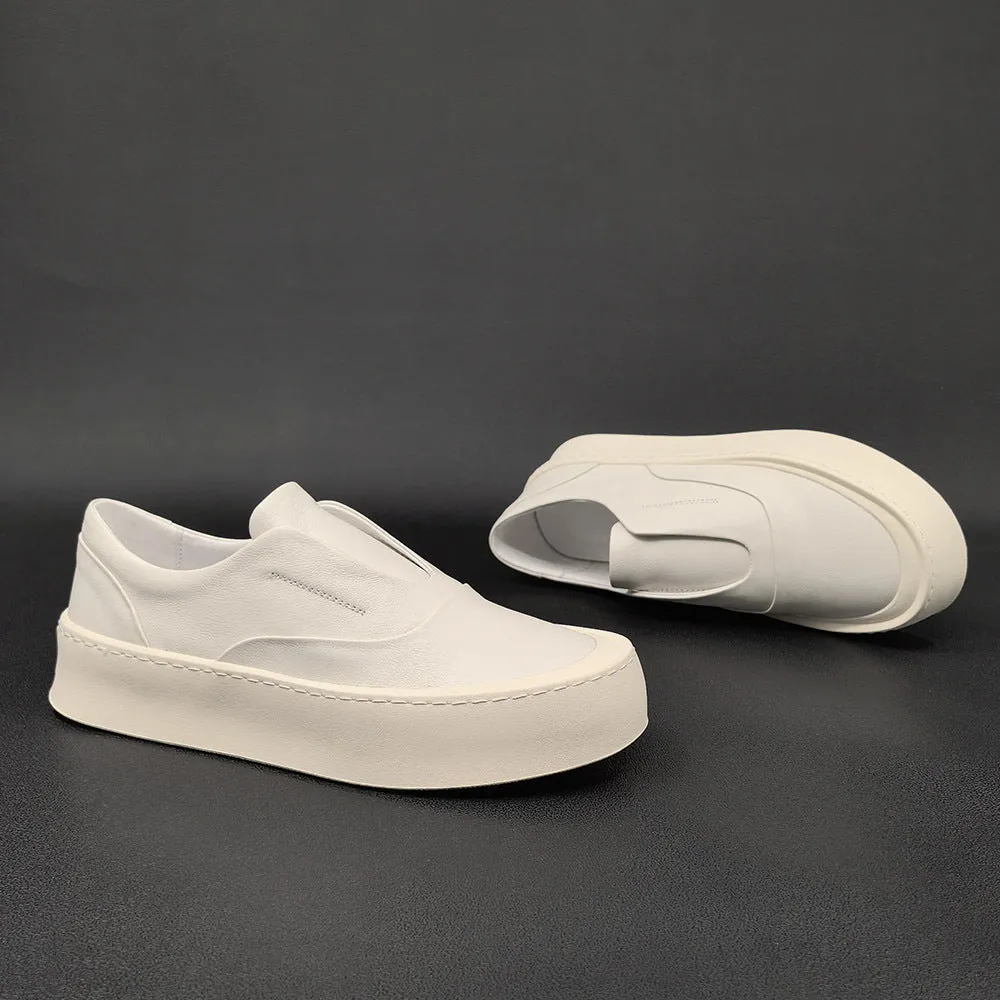 Mocassini casual piatti minimalisti da uomo in pura pelle