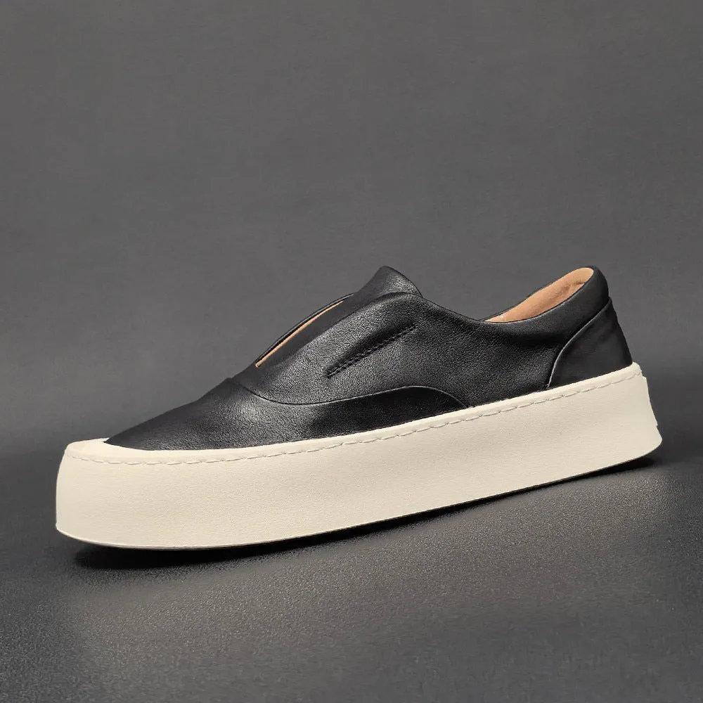 Mocassini casual piatti minimalisti da uomo in pura pelle
