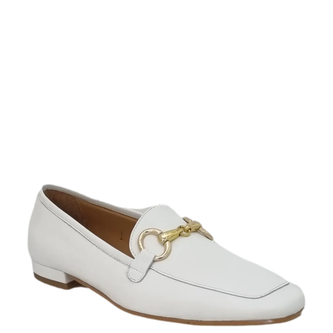 Mocassini con accessorio vera pelle bianco