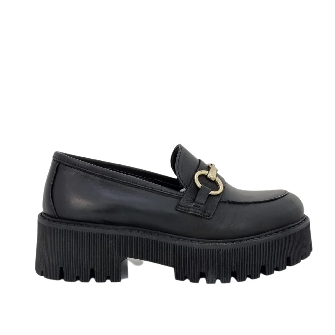 Mocassini con accessorio vera pelle nero F/W