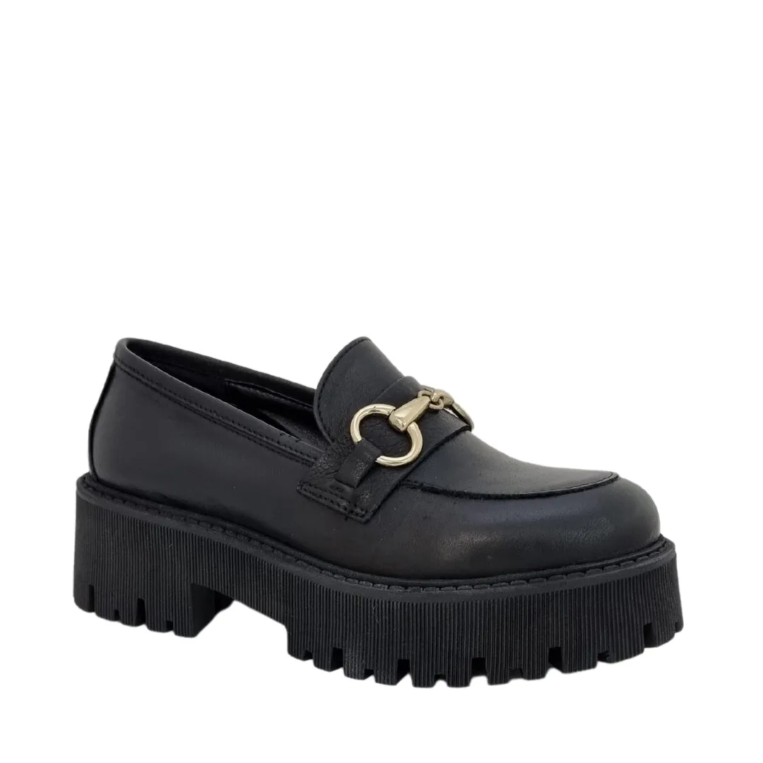 Mocassini con accessorio vera pelle nero F/W