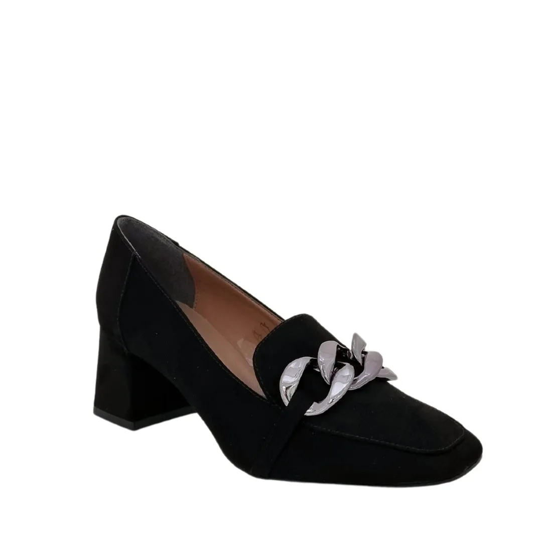 Mocassini con tacco largo punta quadrata F/W