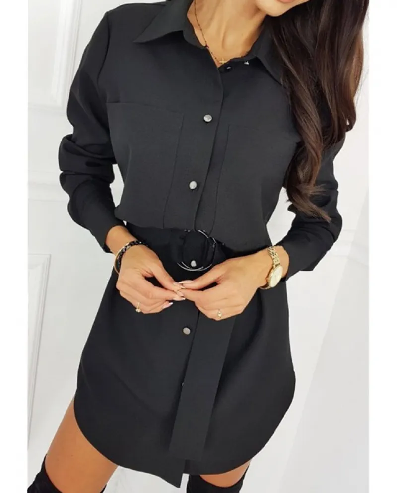 Moda donna Ol T Shirt Dress Elegante manica lunga camicia allentata Mini La
