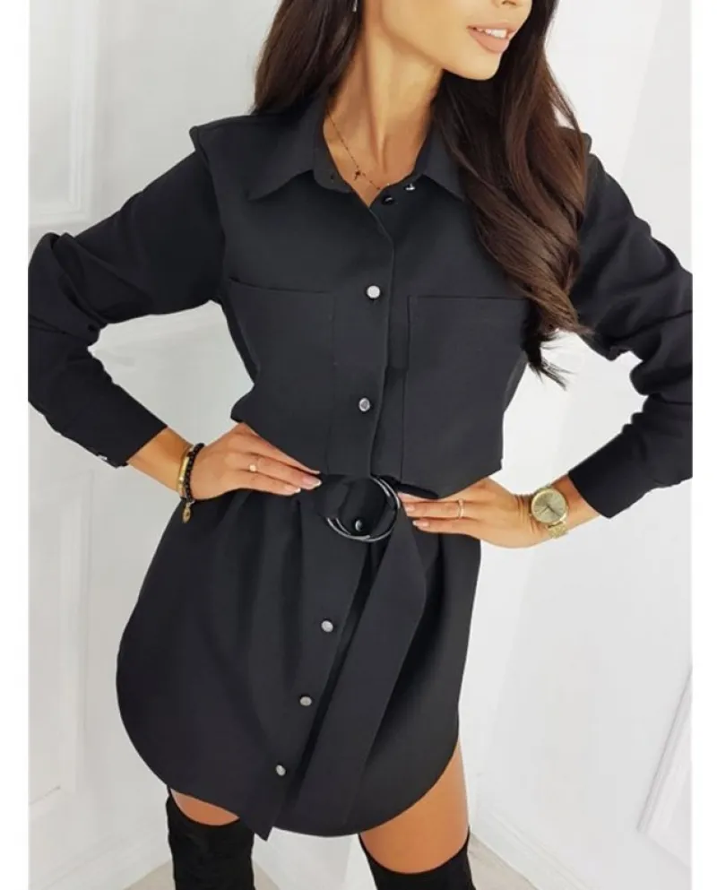 Moda donna Ol T Shirt Dress Elegante manica lunga camicia allentata Mini La