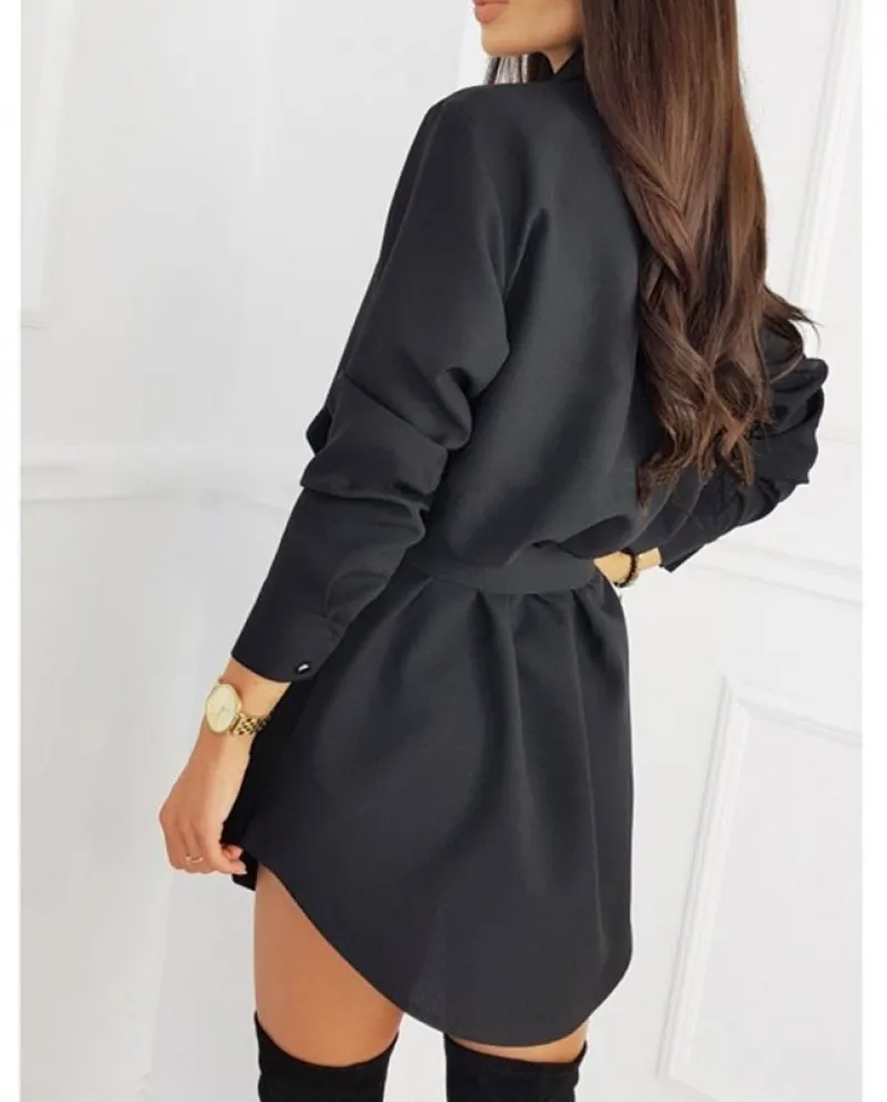 Moda donna Ol T Shirt Dress Elegante manica lunga camicia allentata Mini La