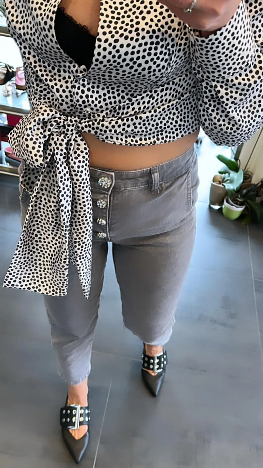 Motel - Jeans bottoni gioiello grey
