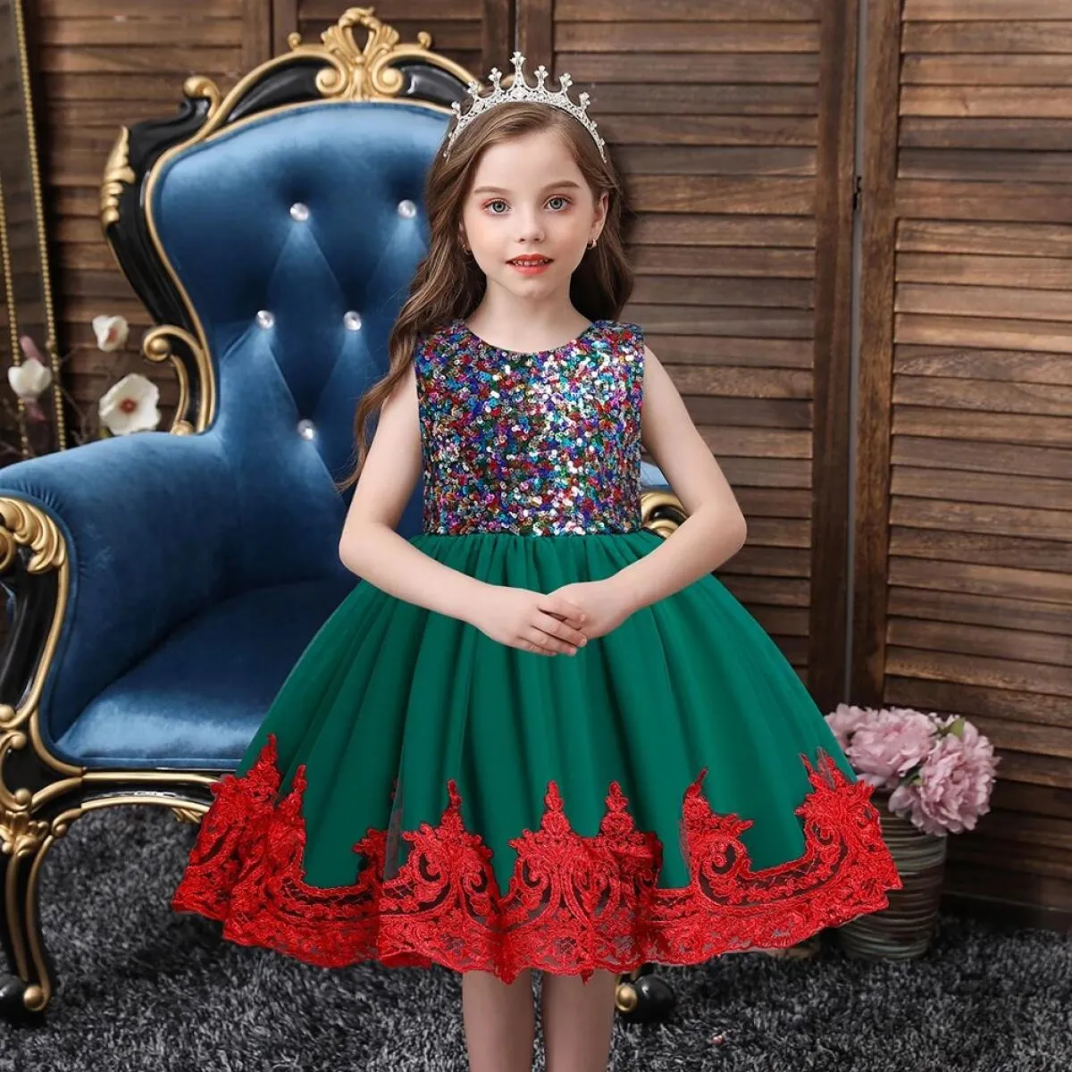 Natale Ragazze Abbigliamento per bambini Festa per bambini per ragazza Matrimonio Abiti da compleanno per ragazza Elegante festa