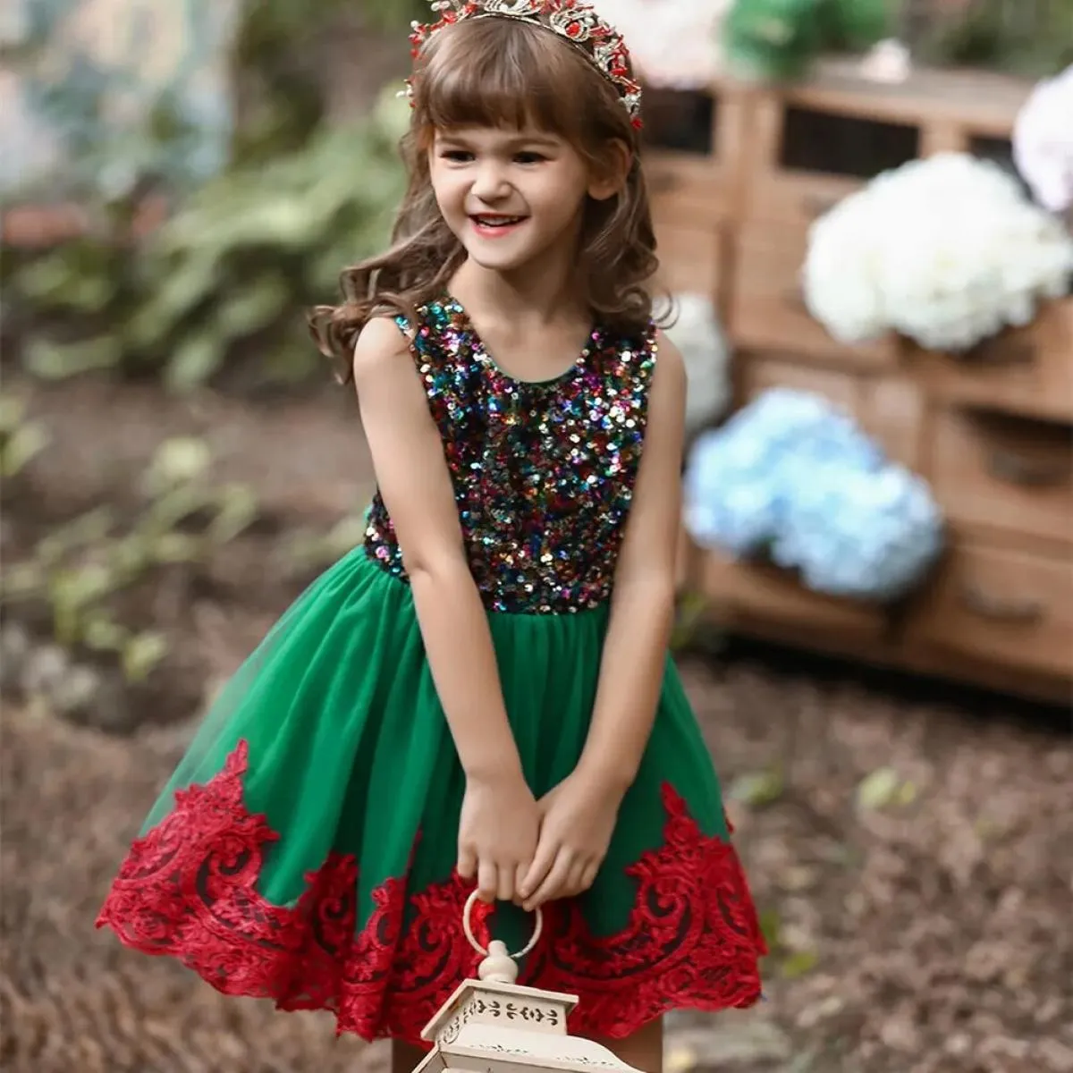 Natale Ragazze Abbigliamento per bambini Festa per bambini per ragazza Matrimonio Abiti da compleanno per ragazza Elegante festa