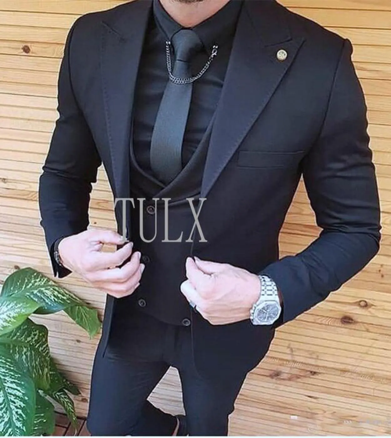 Nuovi abiti maschili 2023 Slim Fit Risvolto con visiera One Button 3 pezzi Wedding Groom Wear Blazer giacca  pantaloni  gilet