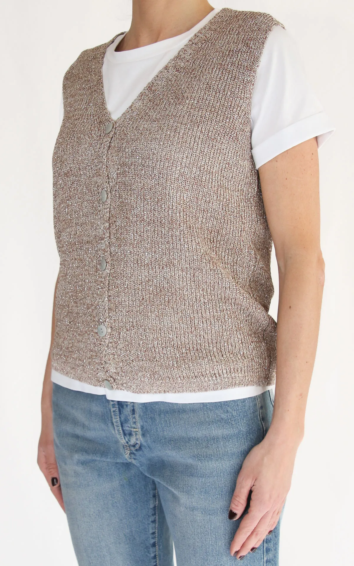 Off-on – Gilet lurex – Camel