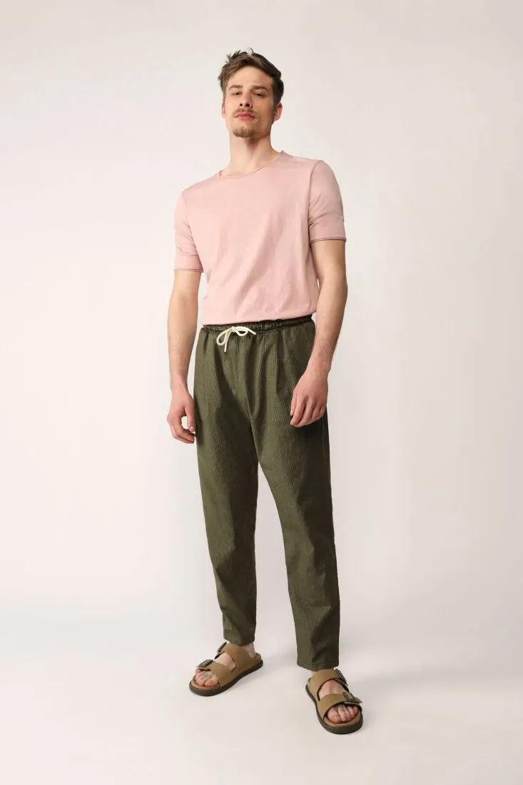 Pantaloni baggy monocolour a coste con coulisse