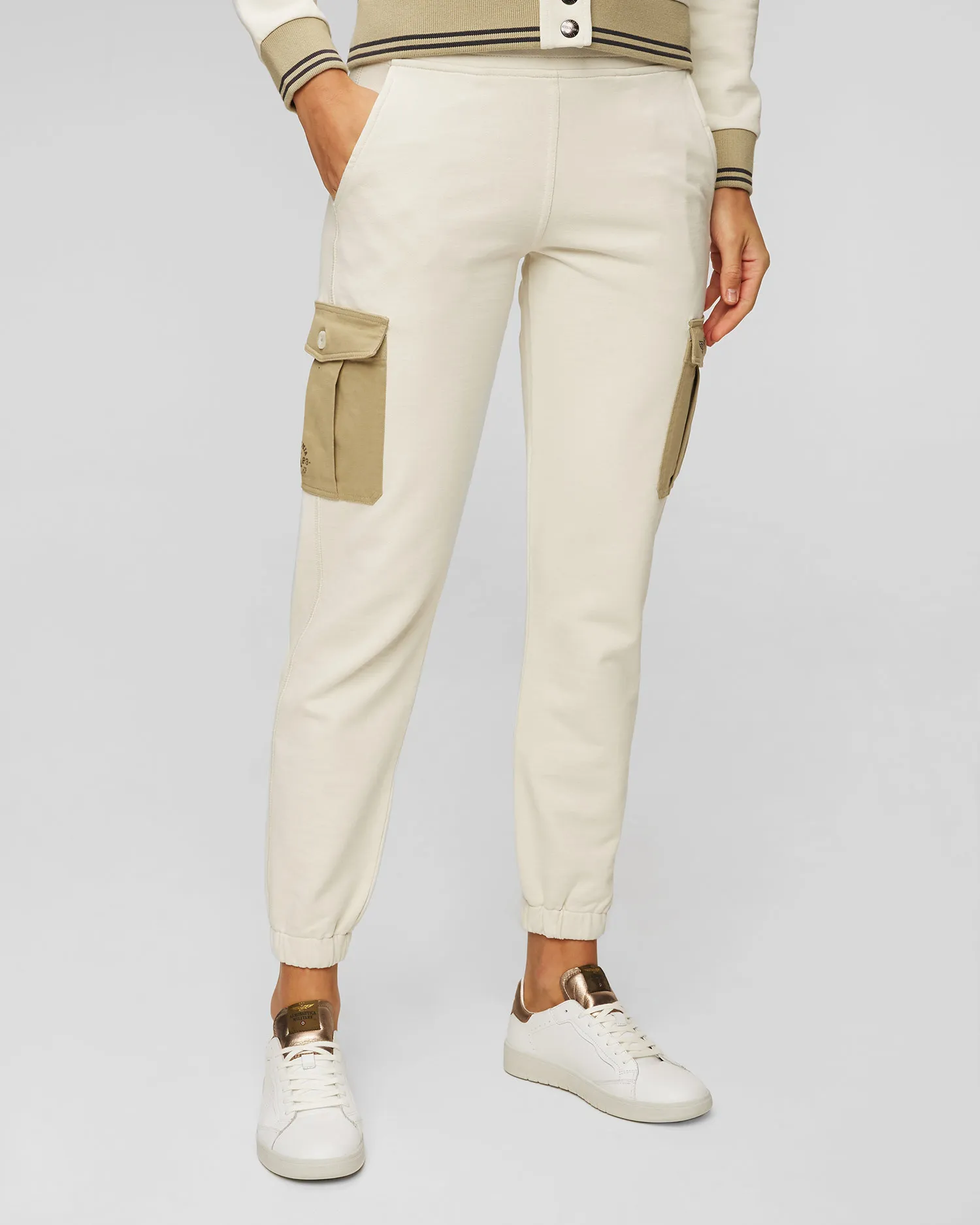 Pantaloni beige da tuta da donna Aeronautica Militare 241pf923df511-57537