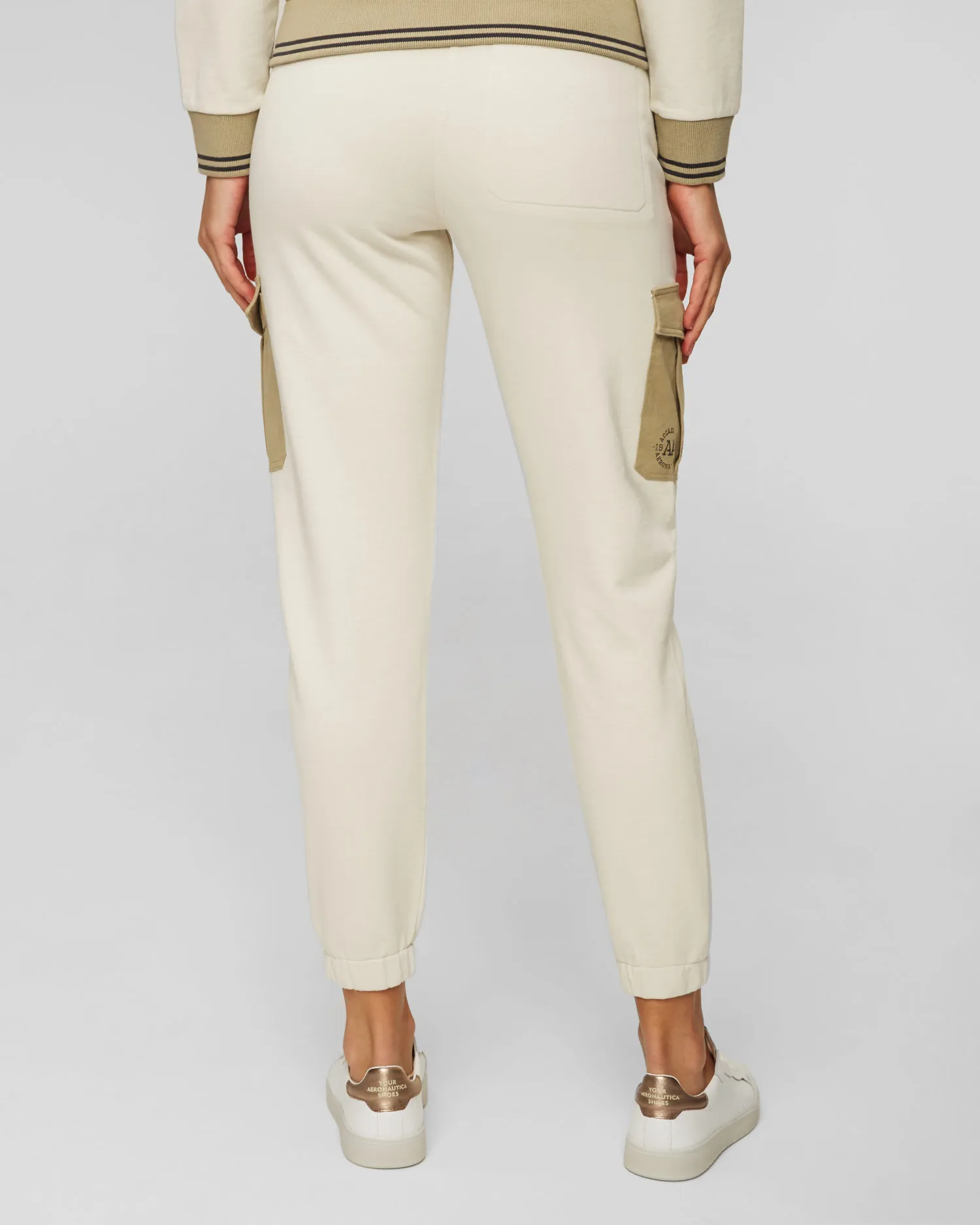 Pantaloni beige da tuta da donna Aeronautica Militare 241pf923df511-57537