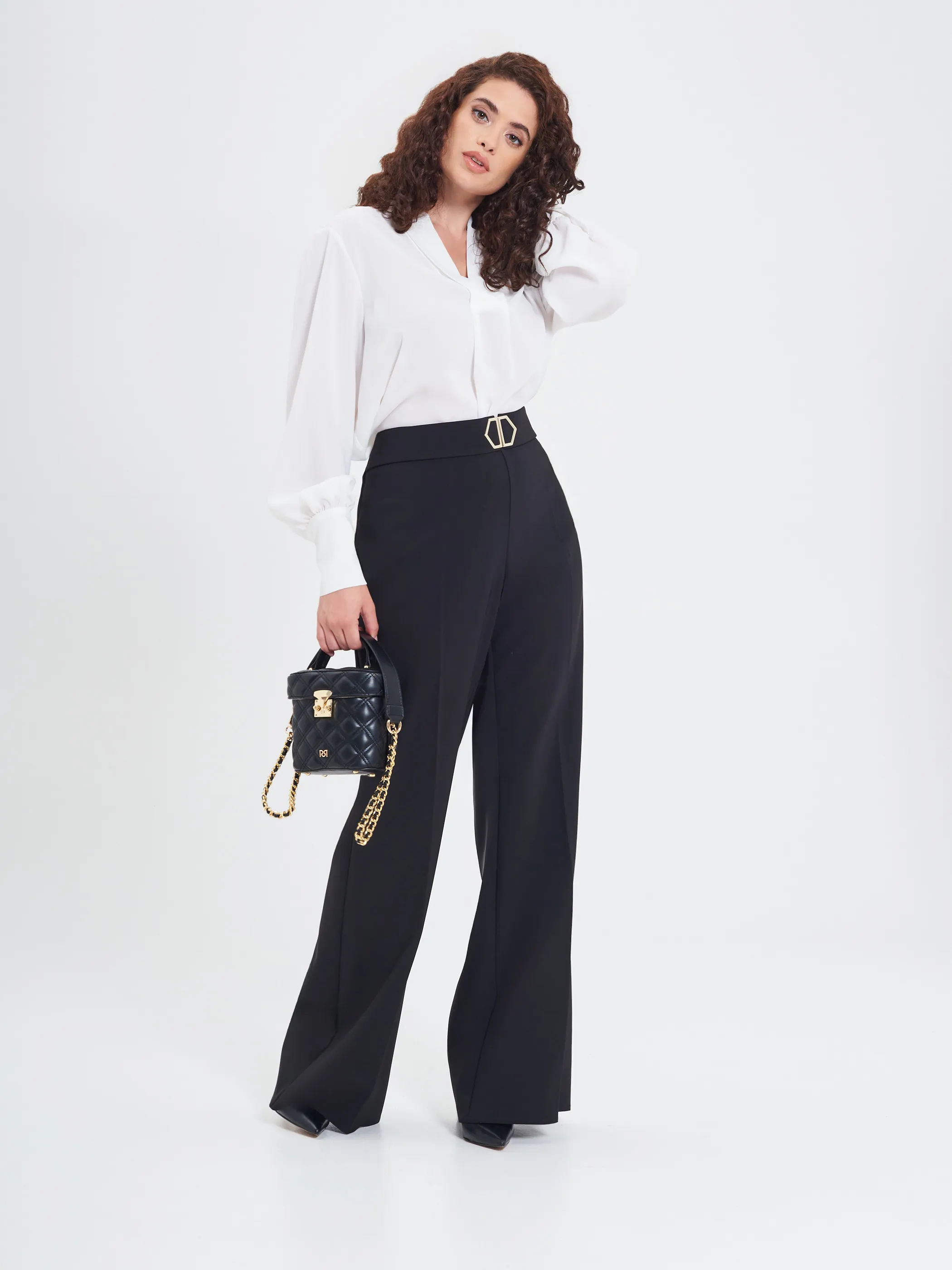      Pantaloni Curvy Fibbia Geometrica     