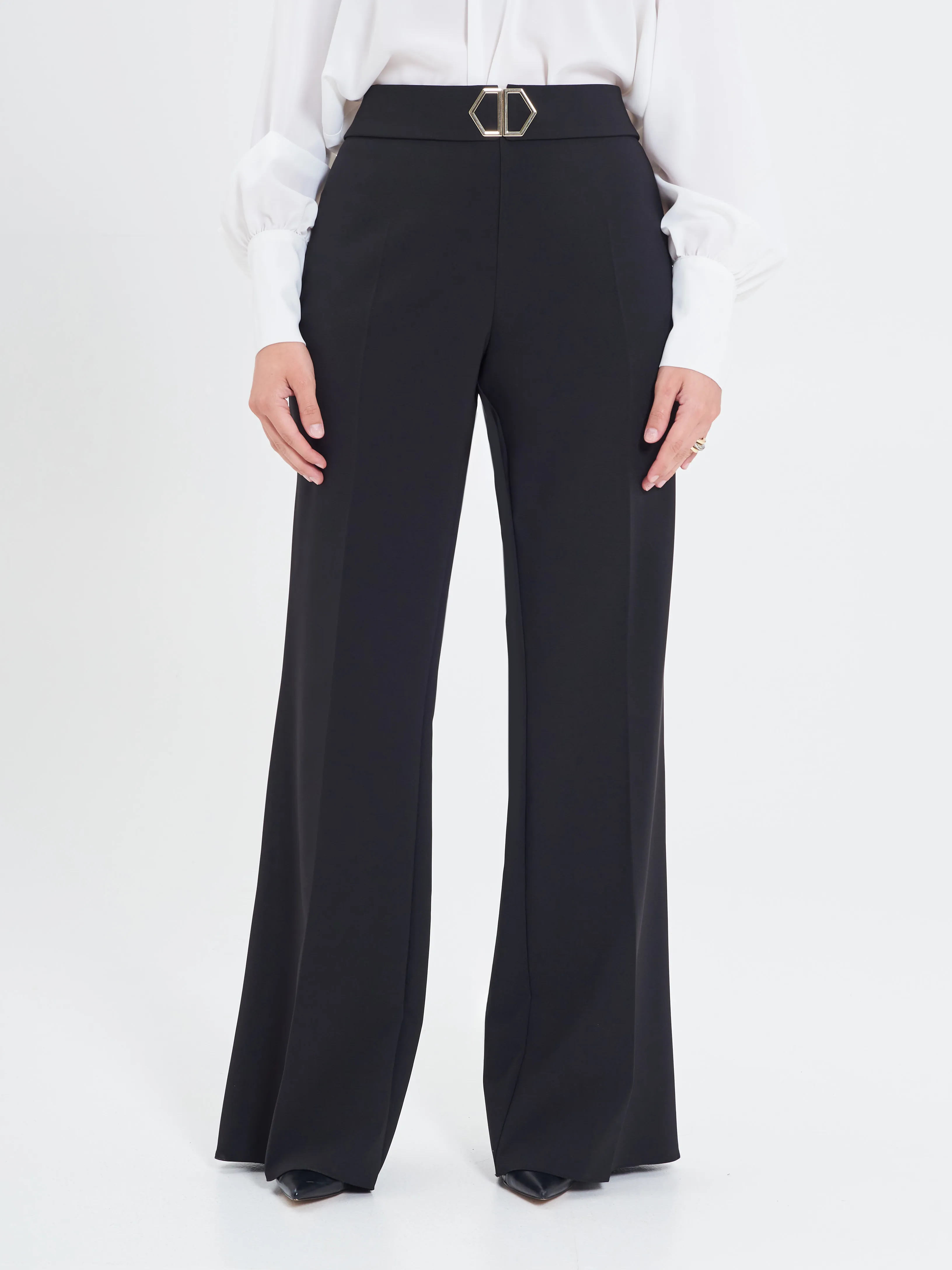      Pantaloni Curvy Fibbia Geometrica     