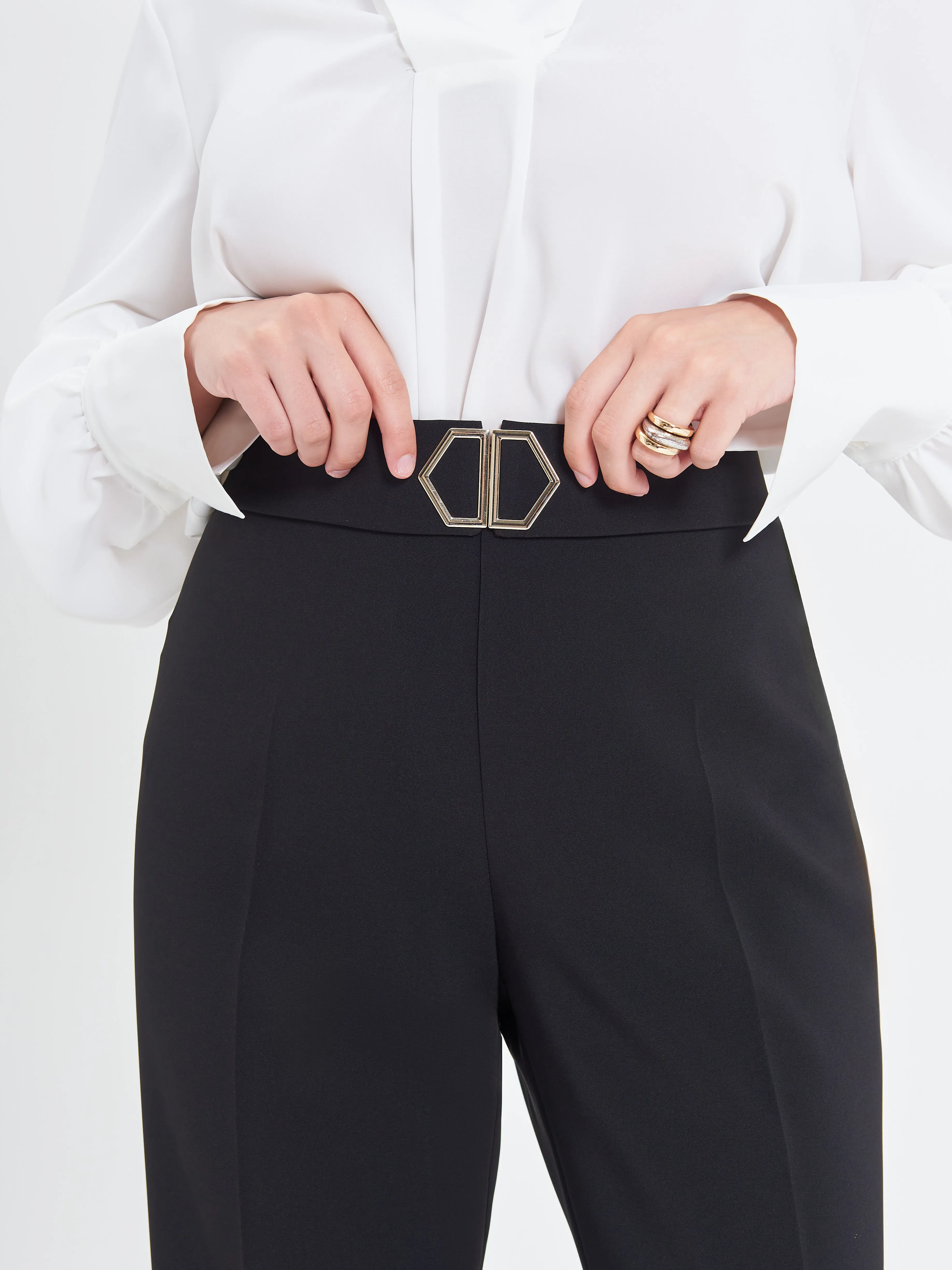      Pantaloni Curvy Fibbia Geometrica     