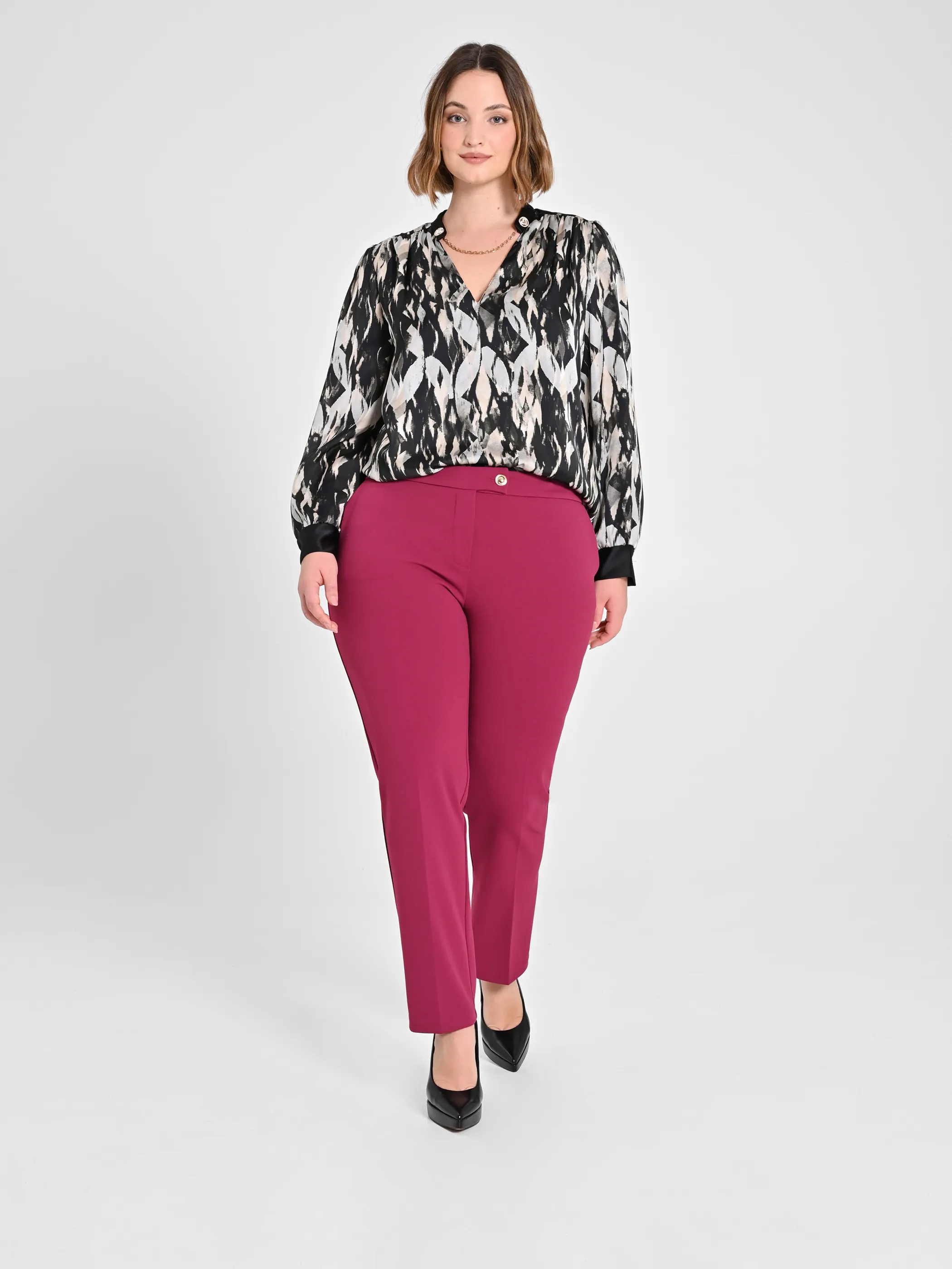      Pantaloni Curvy Skinny Bordeaux      