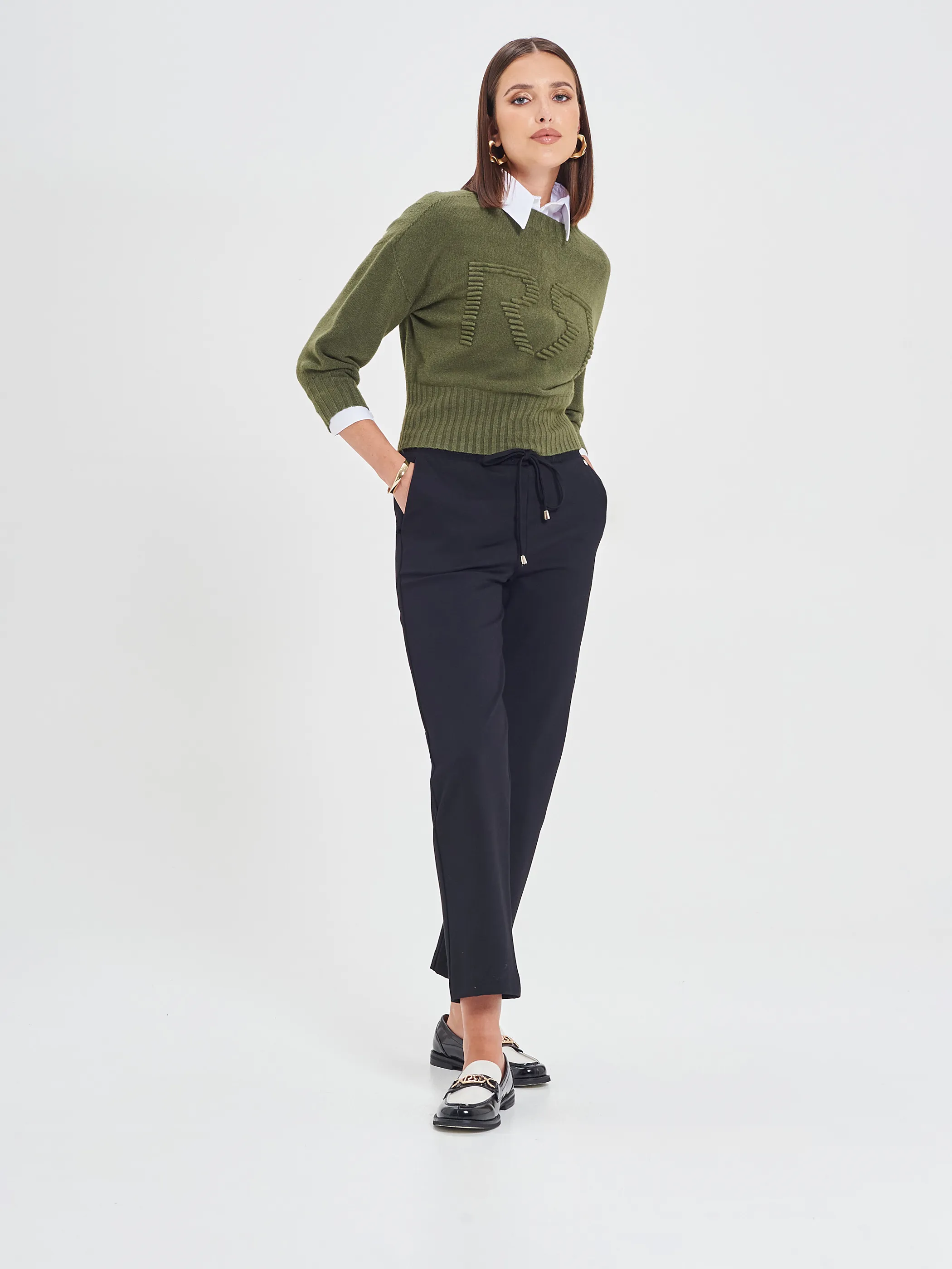      Pantaloni in Punto Milano Nero     