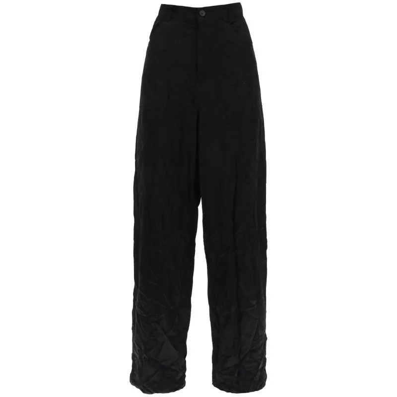 PANTALONI IN RASO CON EFFETTO STROPICCIATO