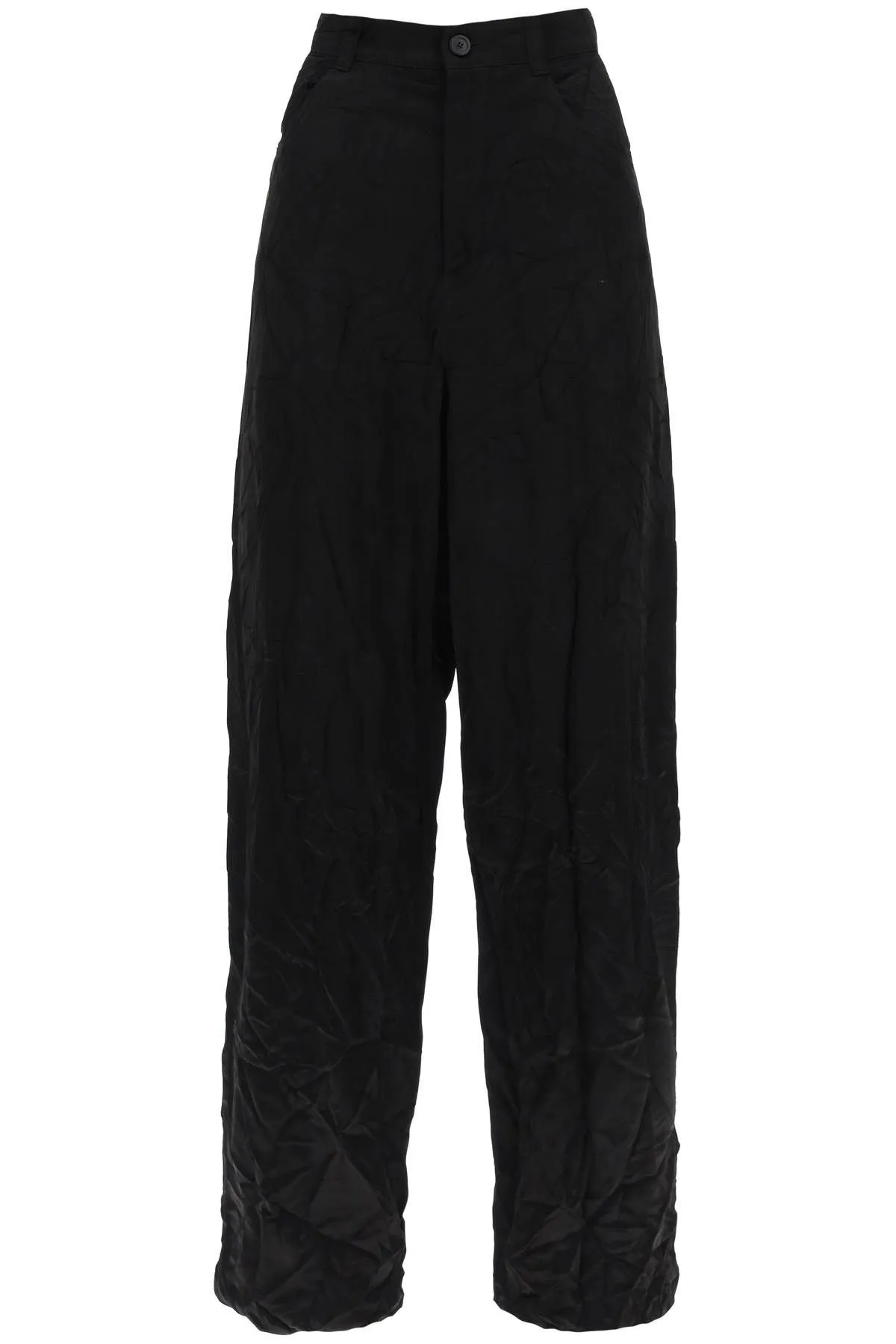 PANTALONI IN RASO CON EFFETTO STROPICCIATO
