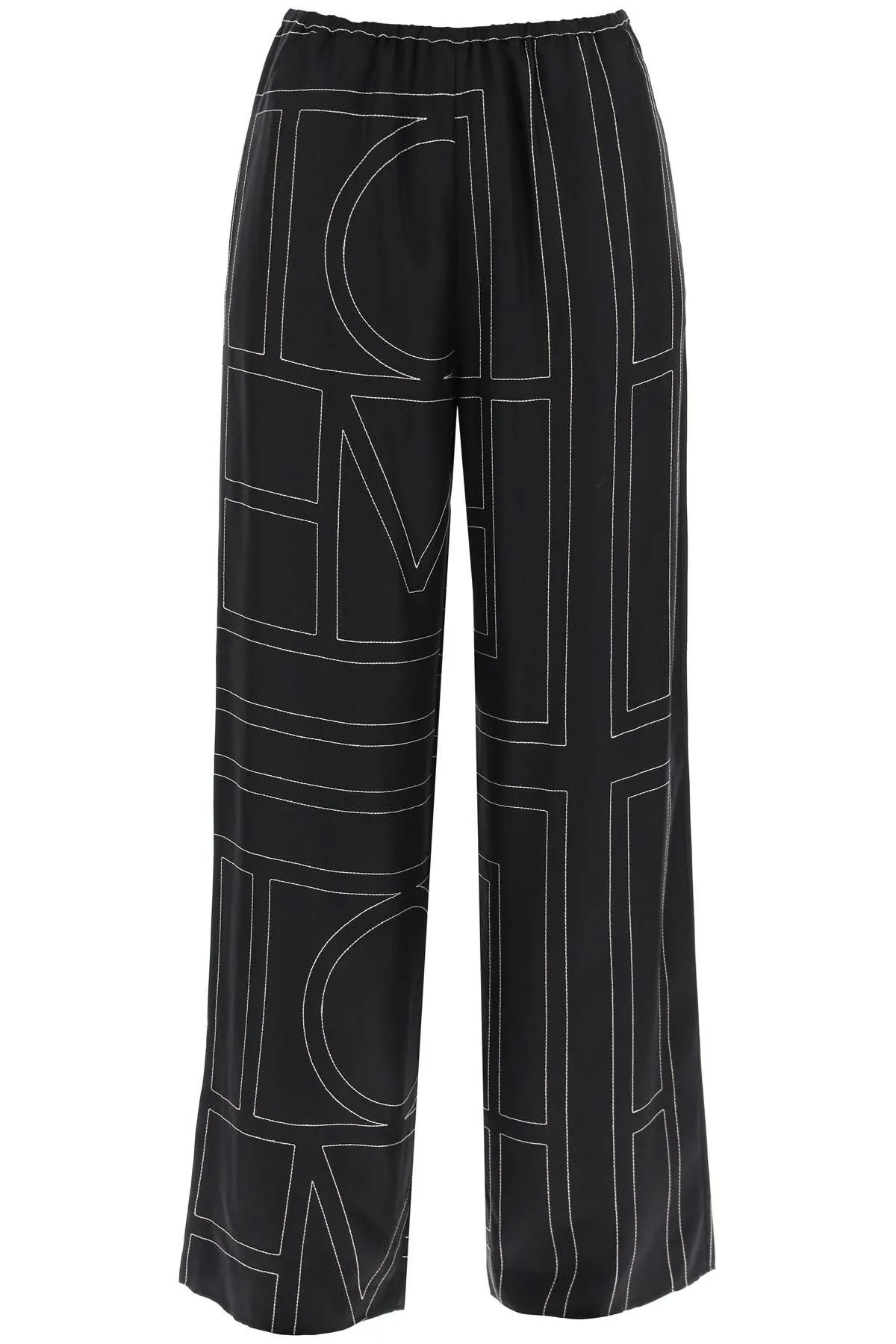 Pantaloni in seta ricamo monogram