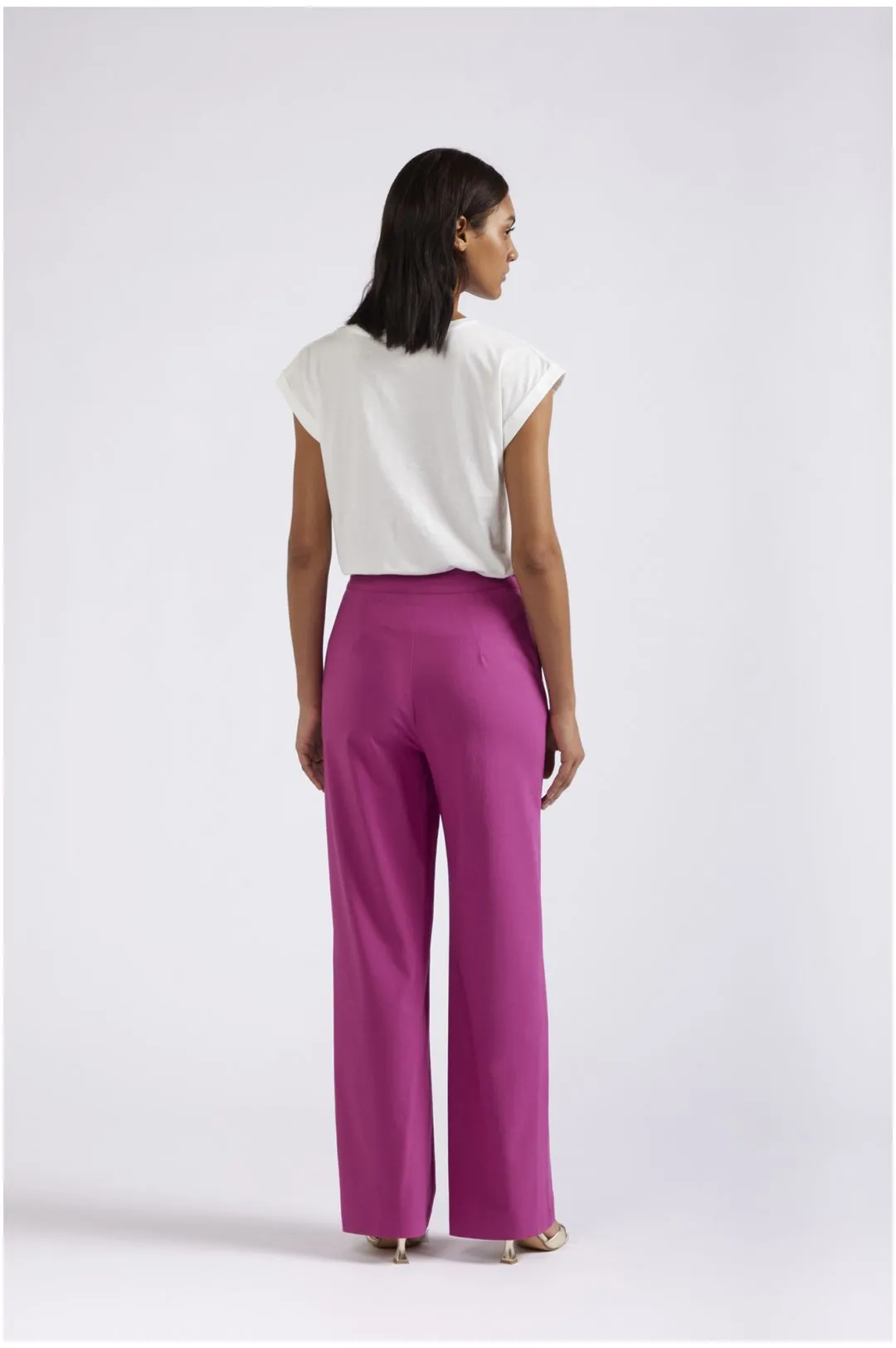 pantaloni palazzo tessuto superstretch fuxia