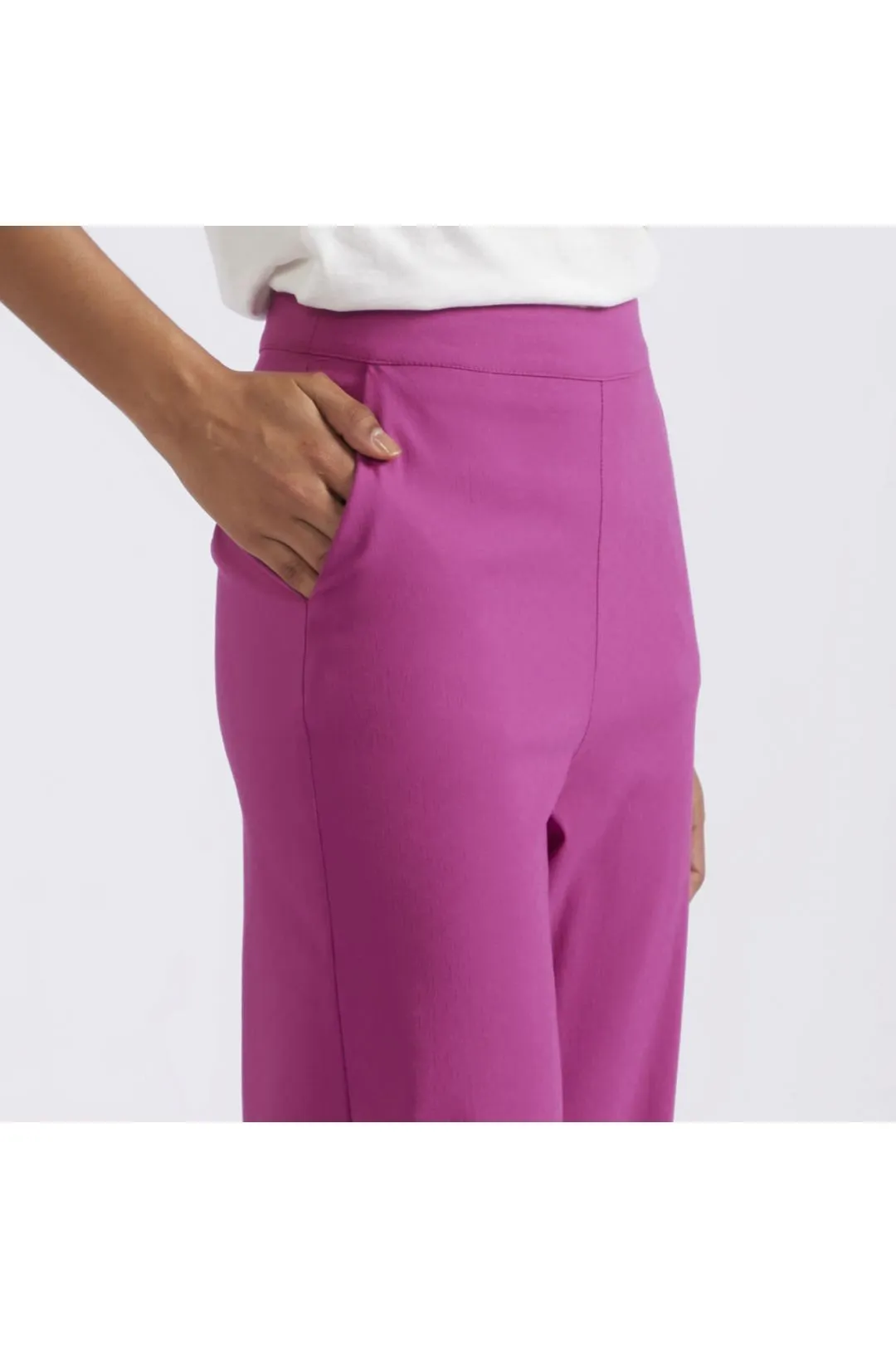 pantaloni palazzo tessuto superstretch fuxia